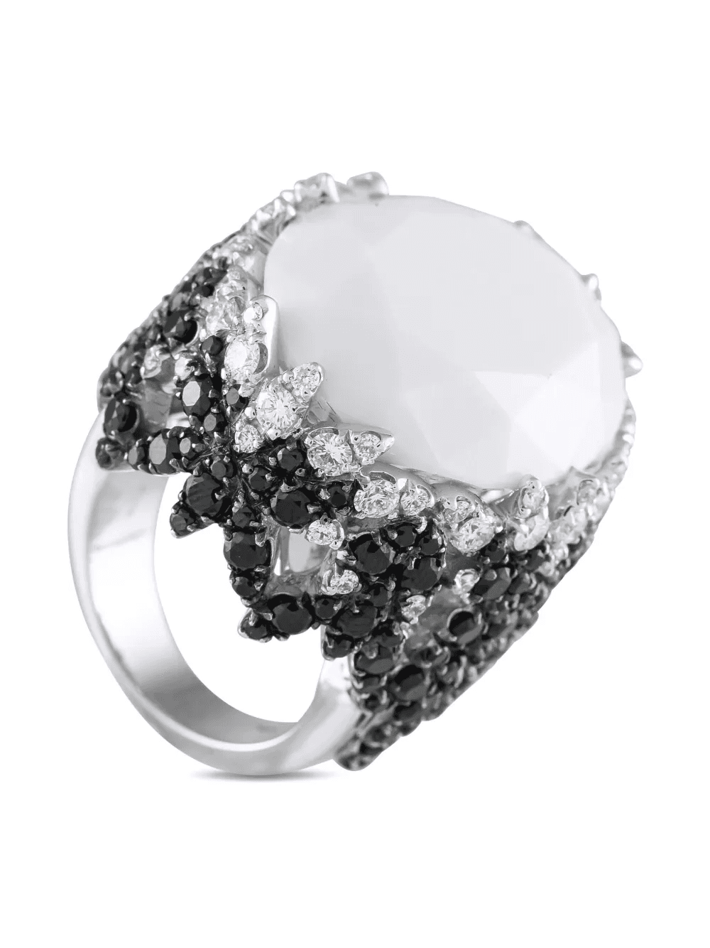 18K white gold diamond and agate ring - Image 1