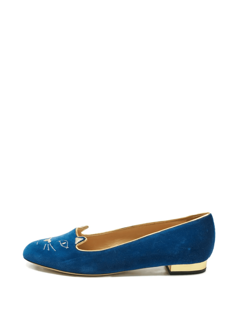 velvet embroidered ballet flats - Image 1