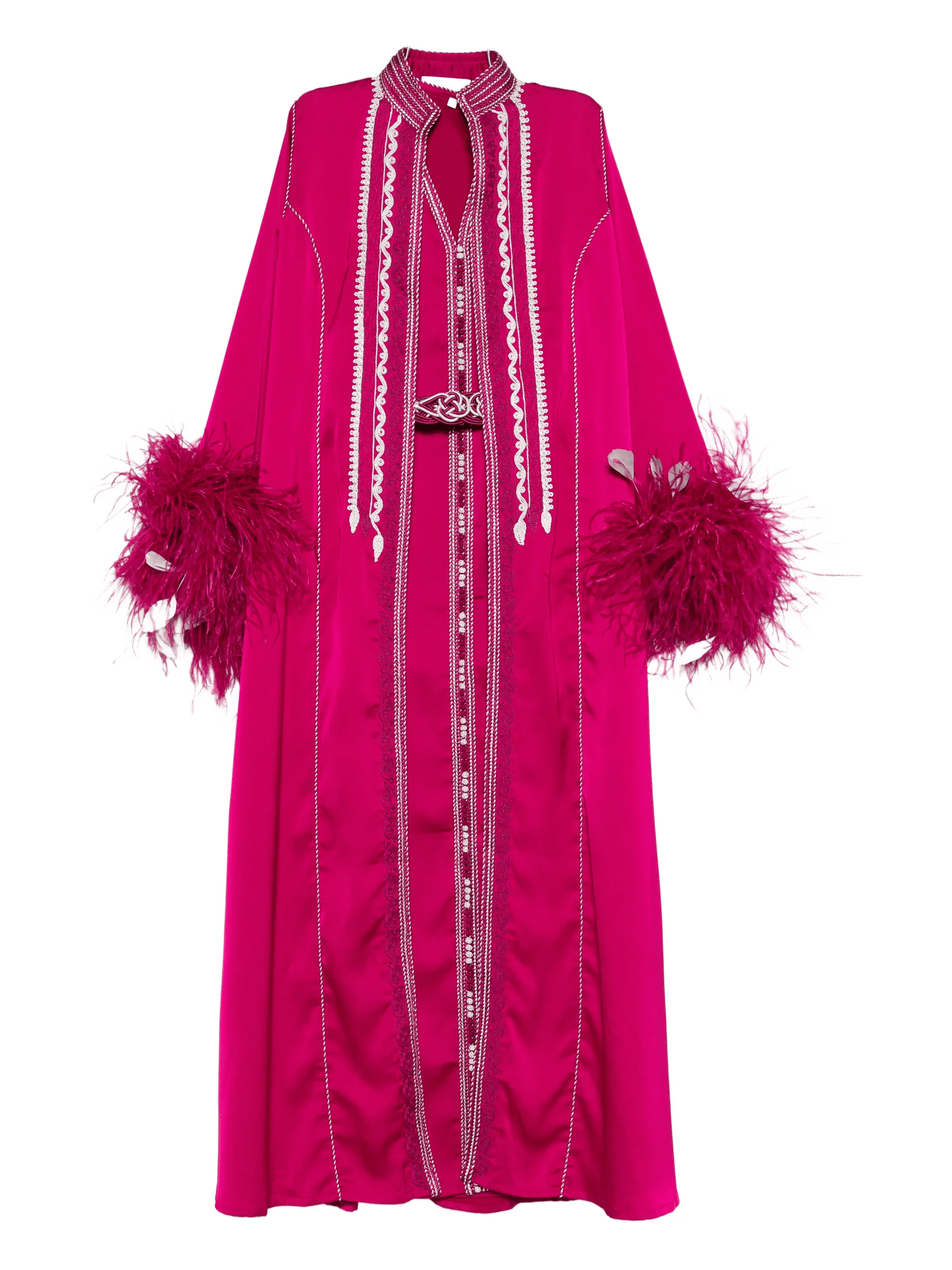 embroidered feather kaftan set - Image 1