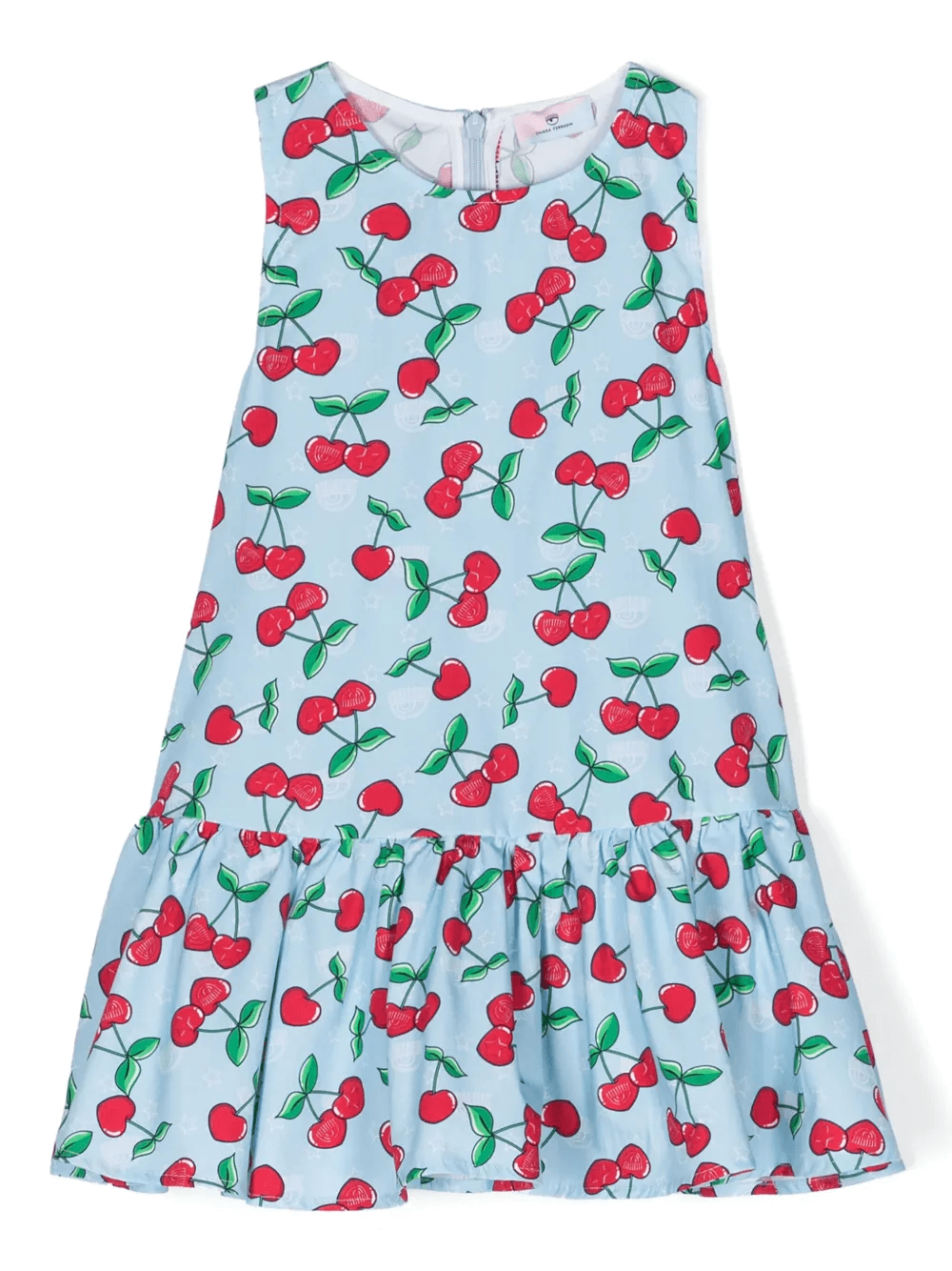 cherry-print ruffled cotton dress - Image 1