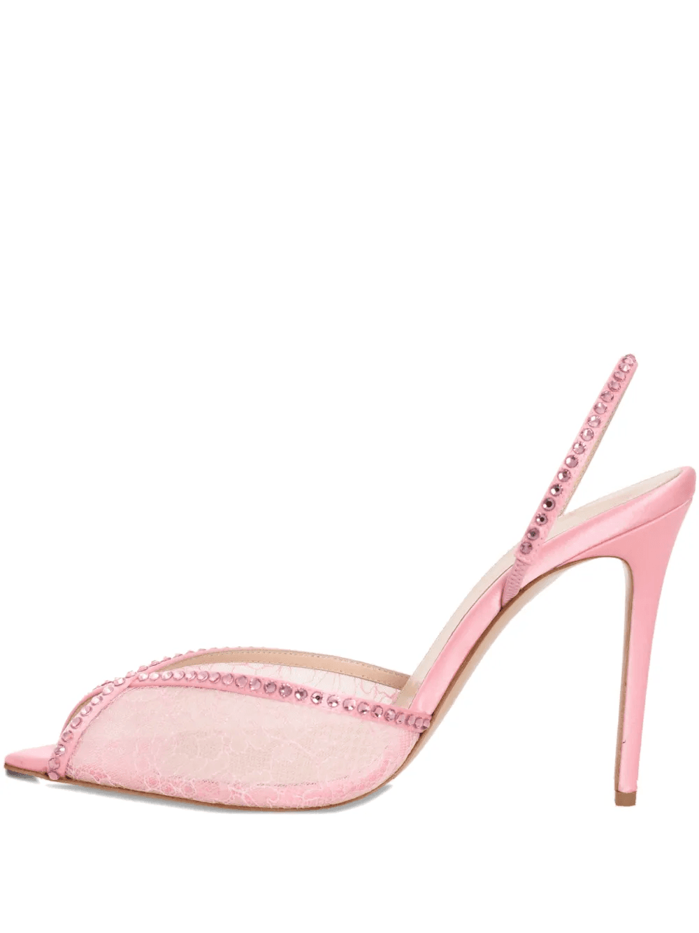 105mm lace embellished slingback pumps - Image 1