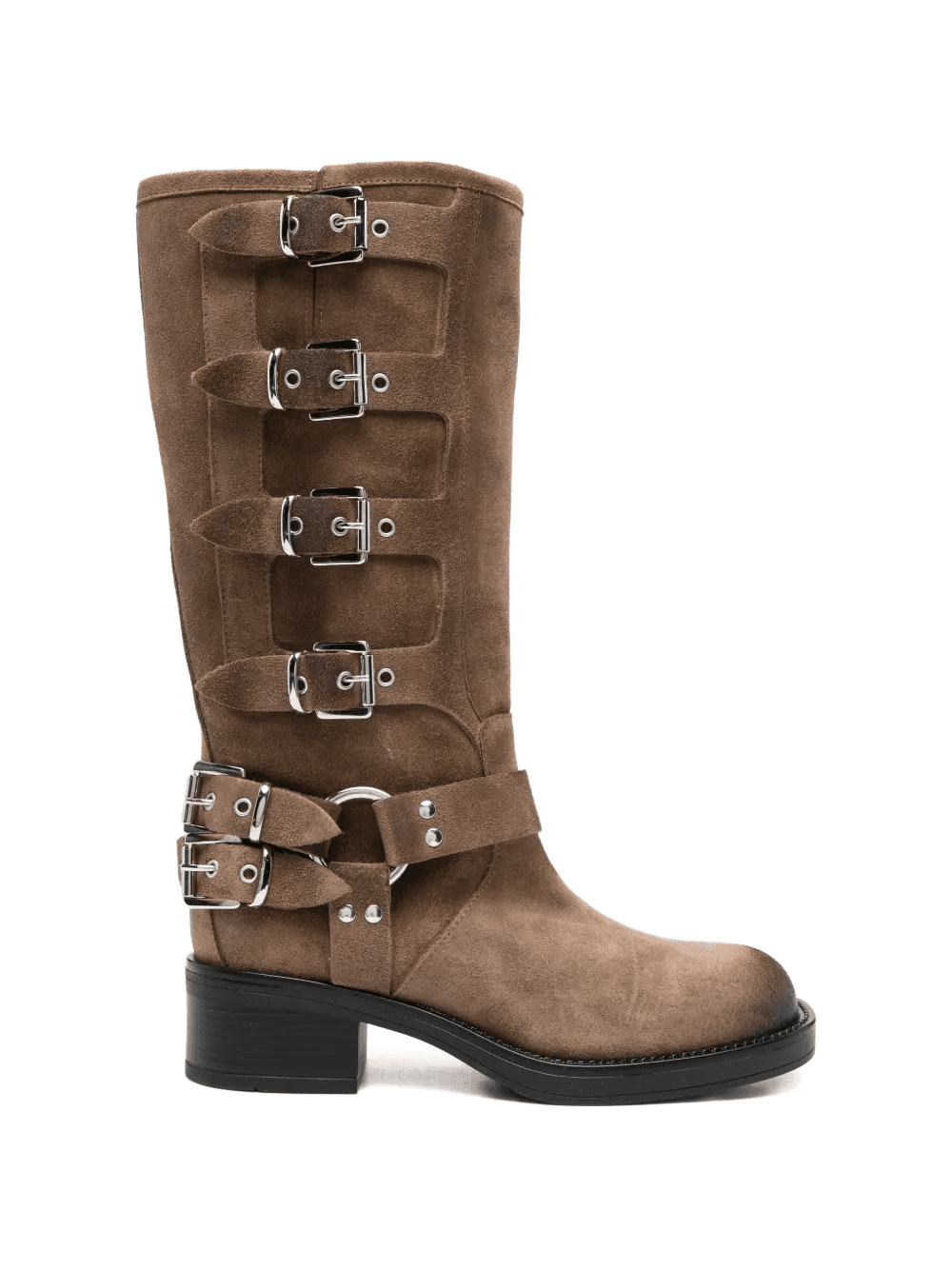 buckle-strap square-toe boots - Image 1