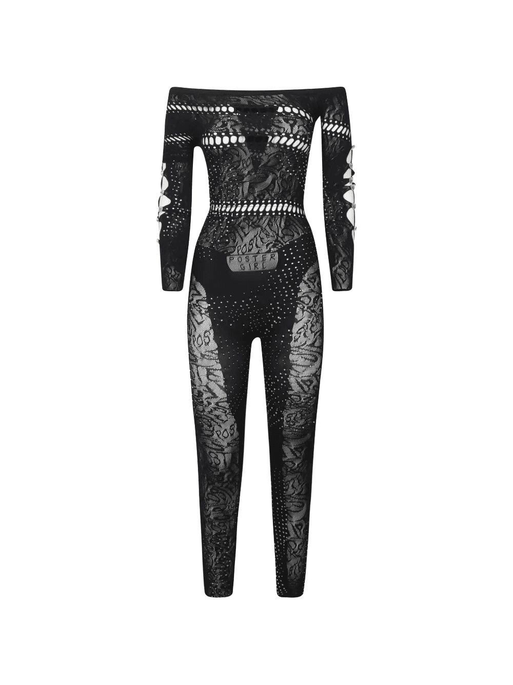 off-shoulder lace jumpsuit - Image 1