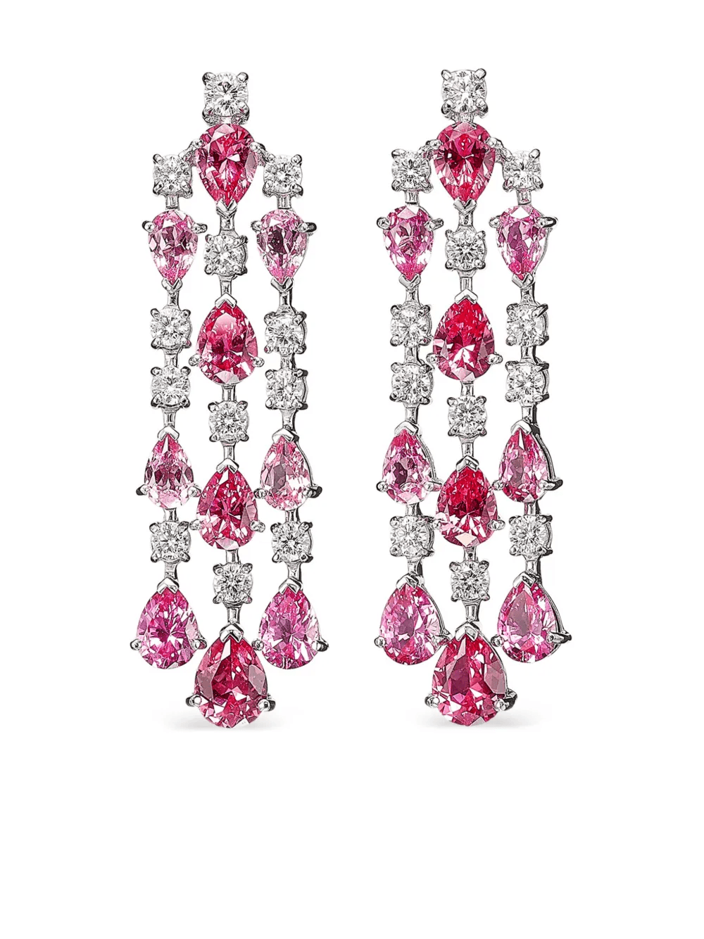 18kt white gold Padparadscha Orchid Cascade earrings - Image 1