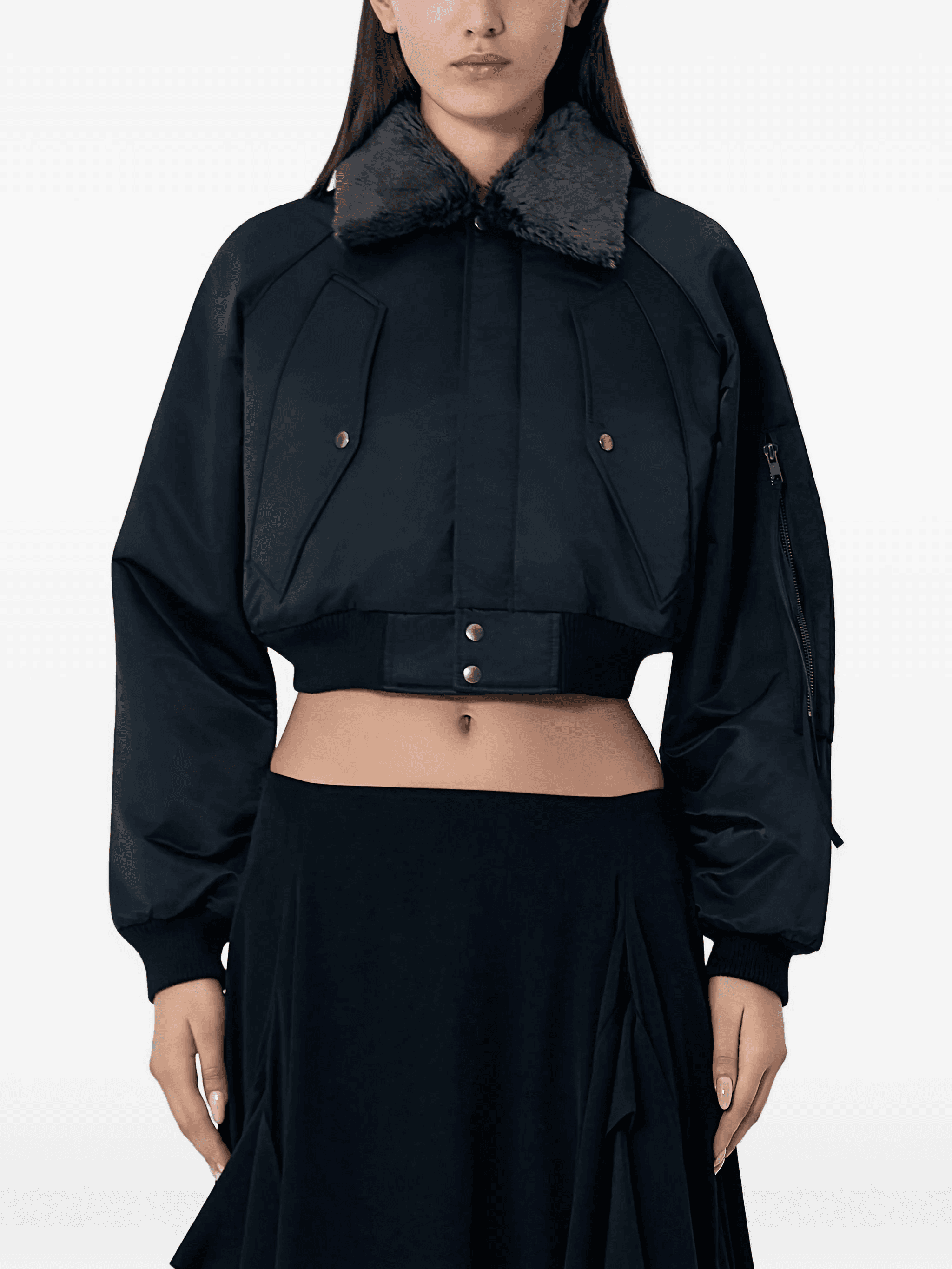 collar snap-button jacket - Image 1