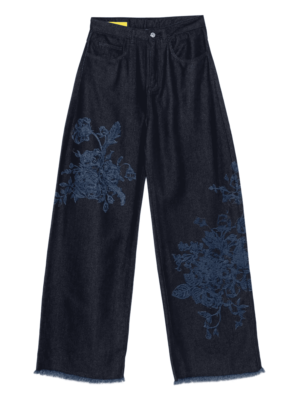 flower-motif frayed jeans - Image 1