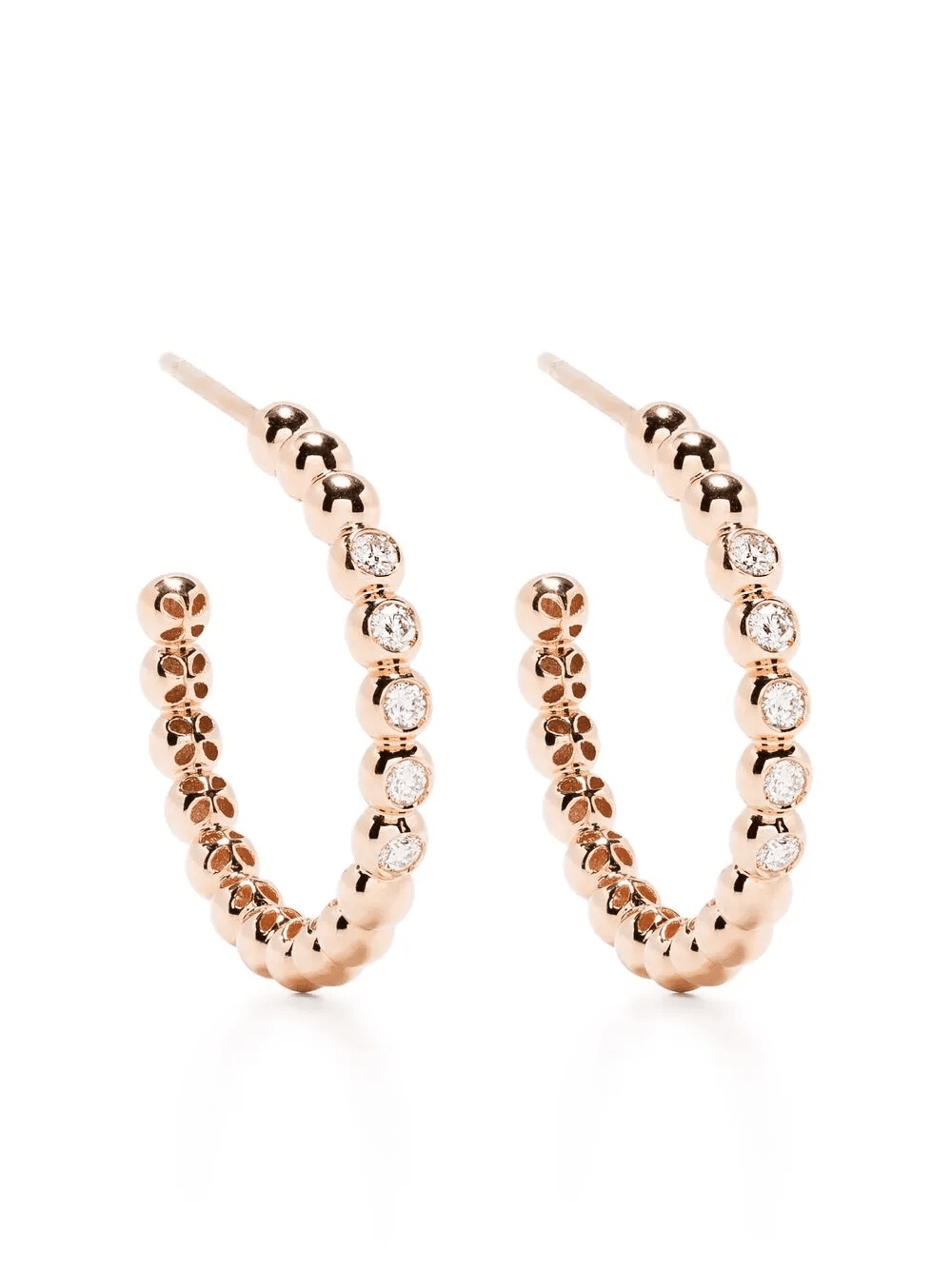 18kt rose gold Bohemia diamond large hoop earrings - Image 1