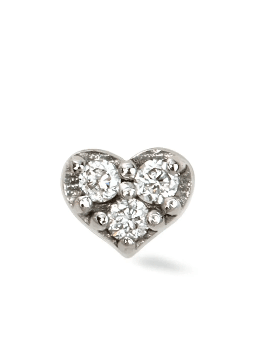 14kt white gold mini Heart diamond stud earring - Image 1