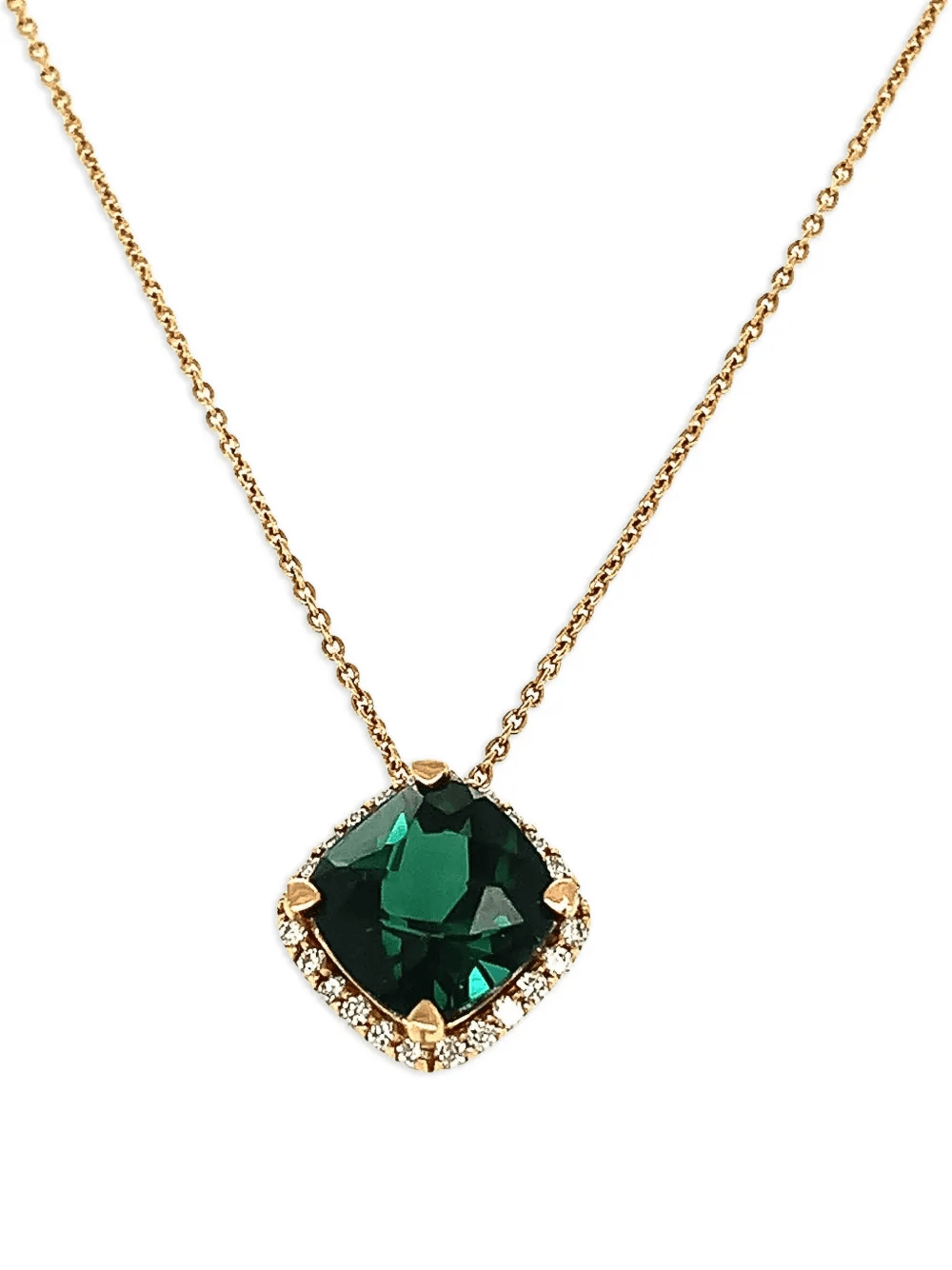 18K rose gold diamond and tourmaline necklace - Image 1