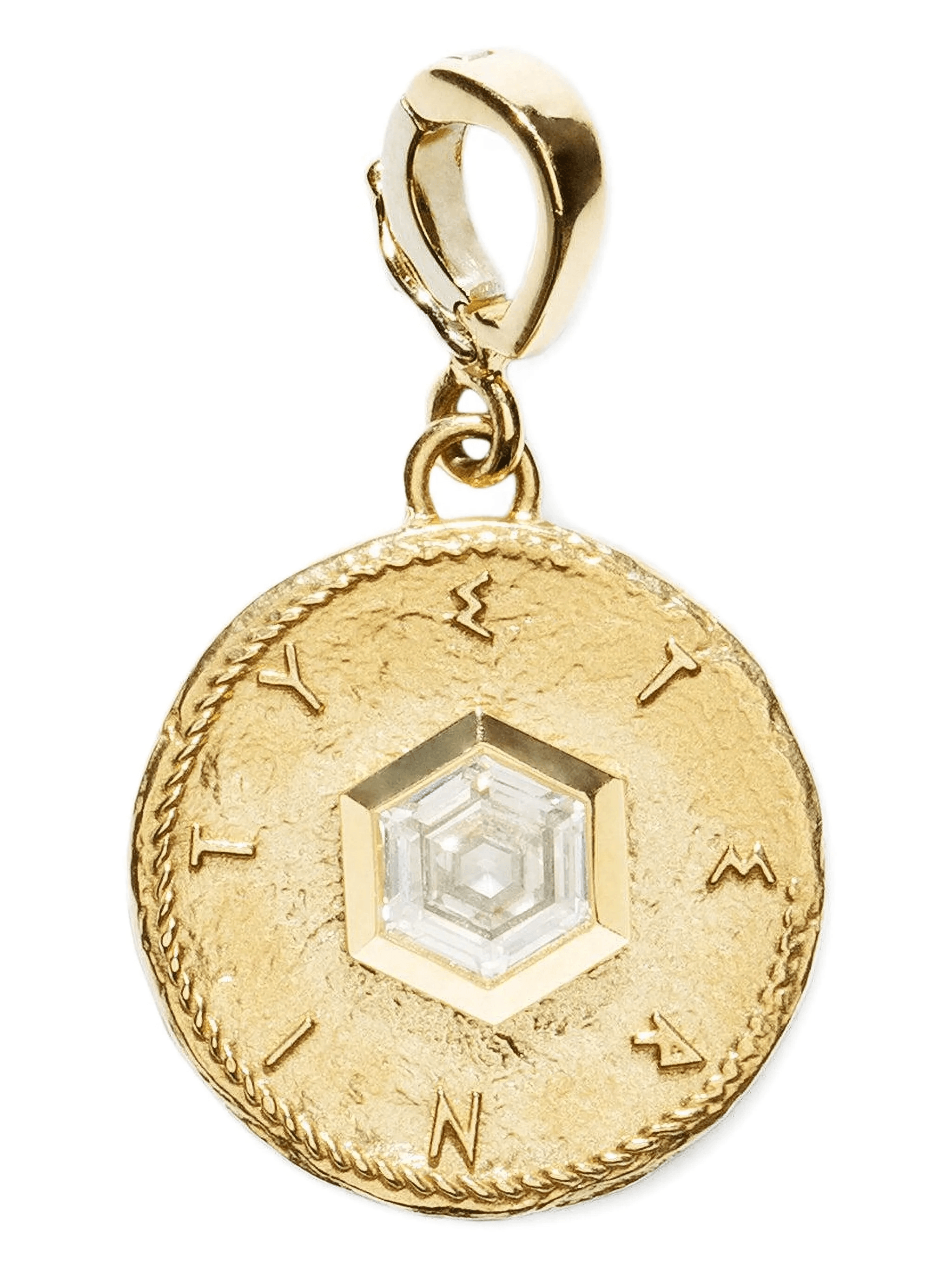 18K yellow gold Eternity Hexagon diamond necklace charm - Image 1
