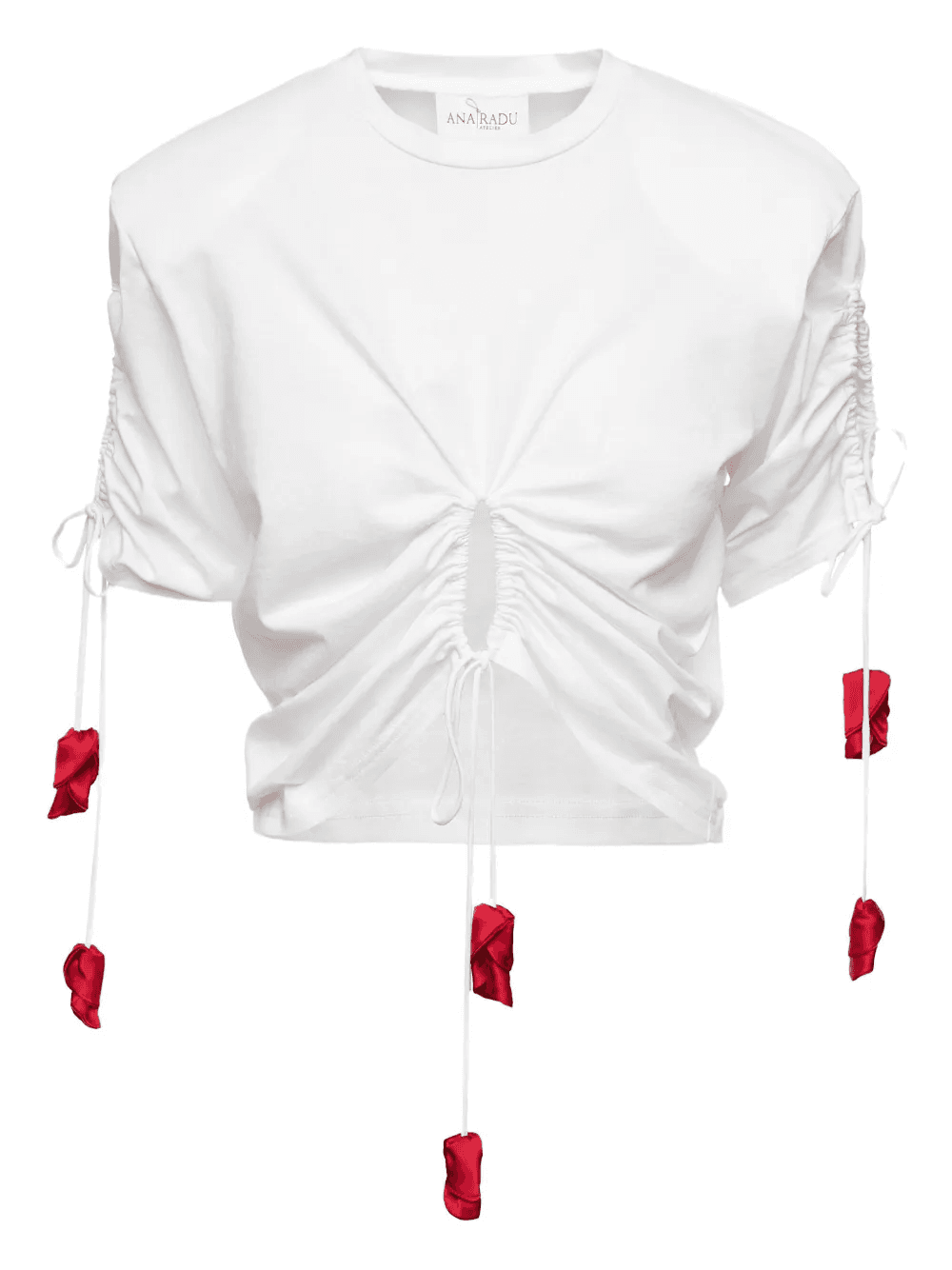 drawstring-detail rose-embellished top - Image 1