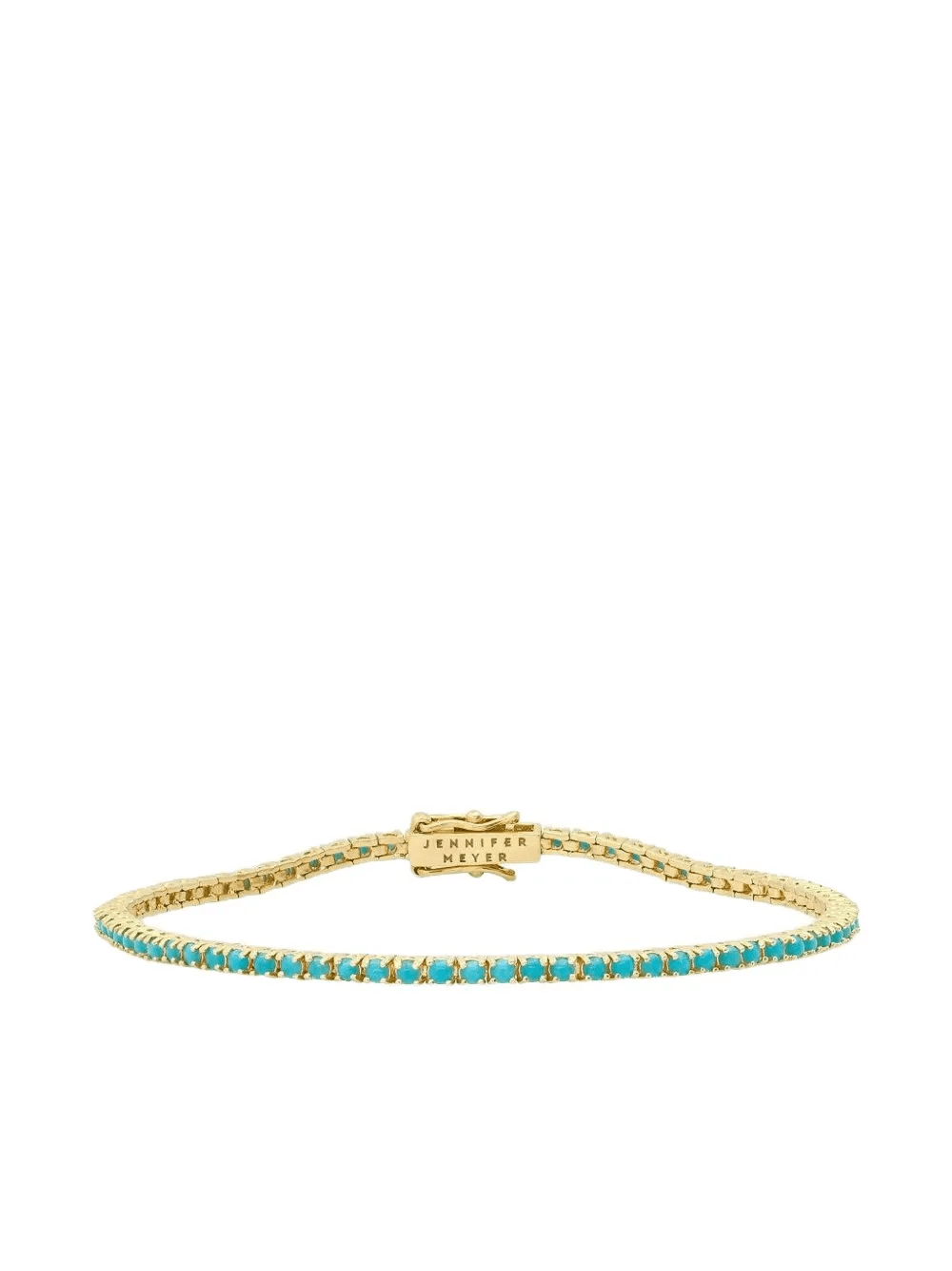 18K yellow gold turquoise tennis bracelet - Image 1