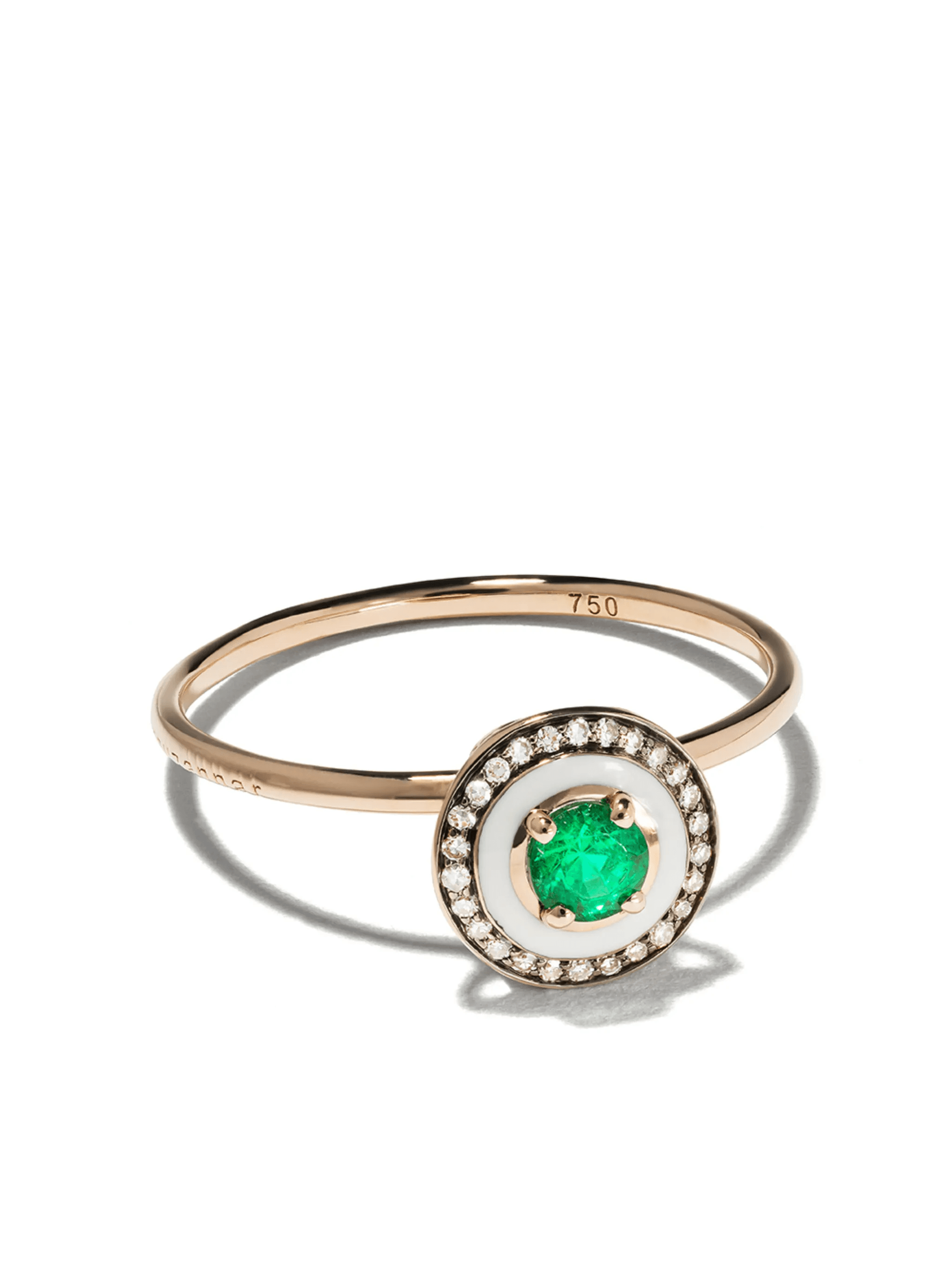 18kt rose gold diamond emerald Mina ring - Image 1