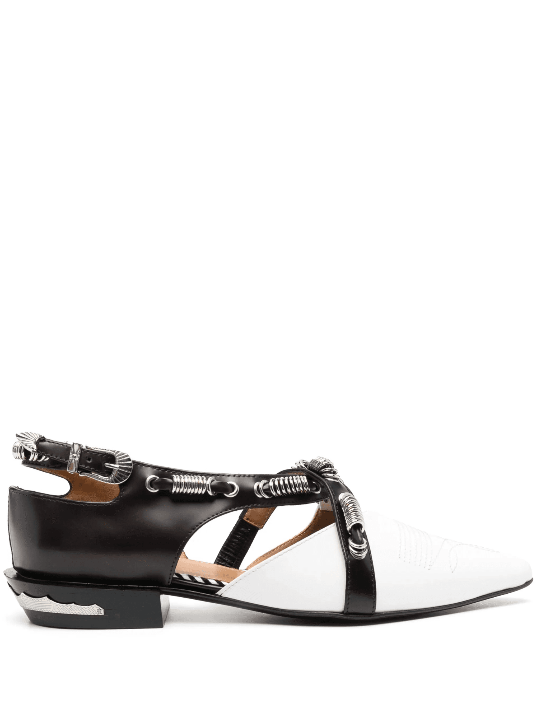 panelled leather ballerina shoes - Image 1