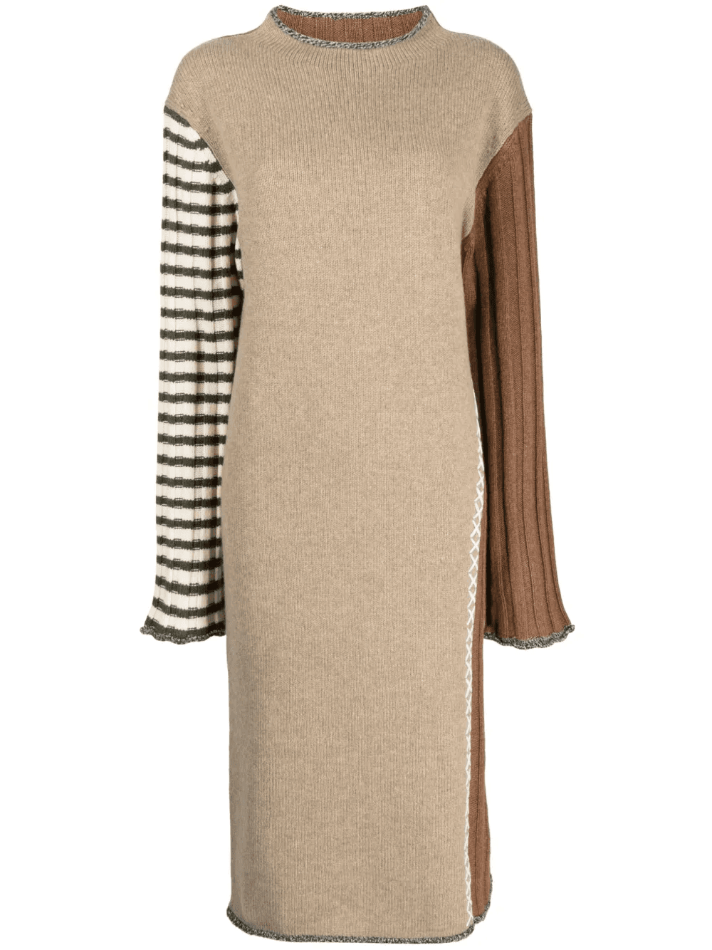 long-sleeve knitted midi dress - Image 1