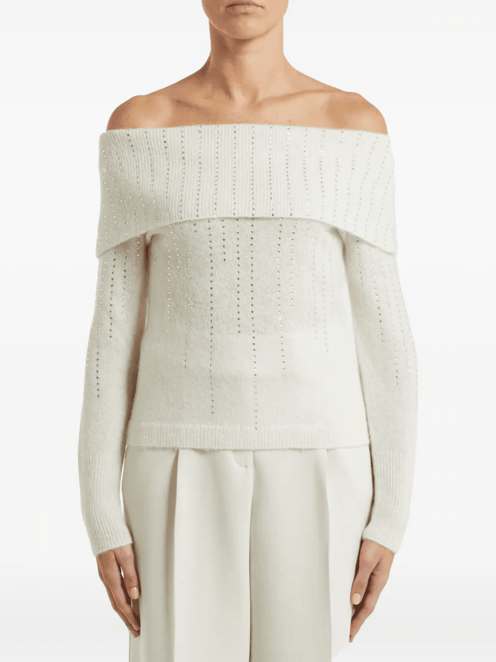 off-shoulder embellished sweater - Image 1
