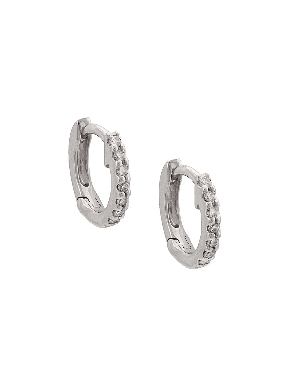 14kt white gold diamond huggies - Image 1