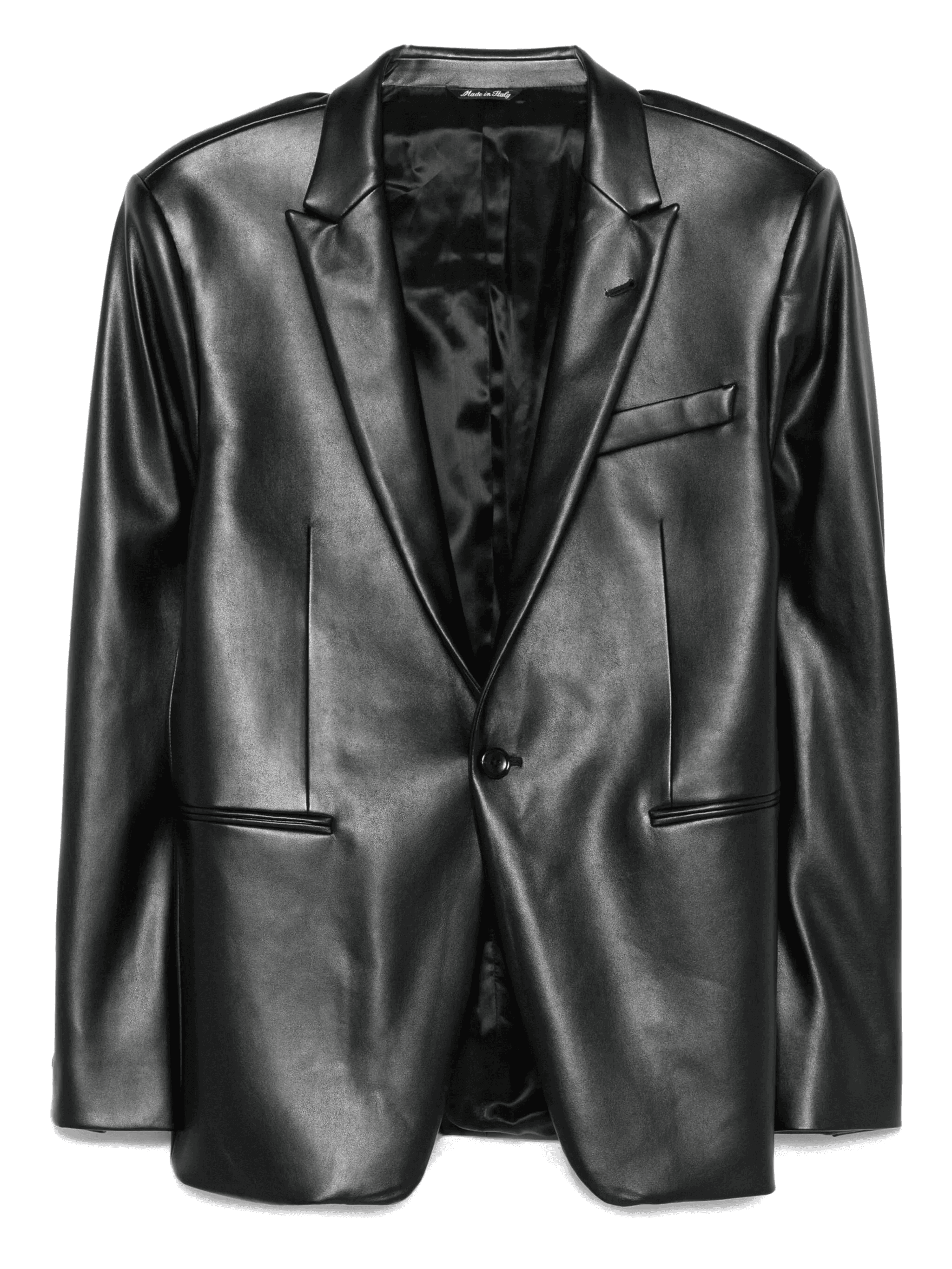 single-breasted leather jacket - Image 1