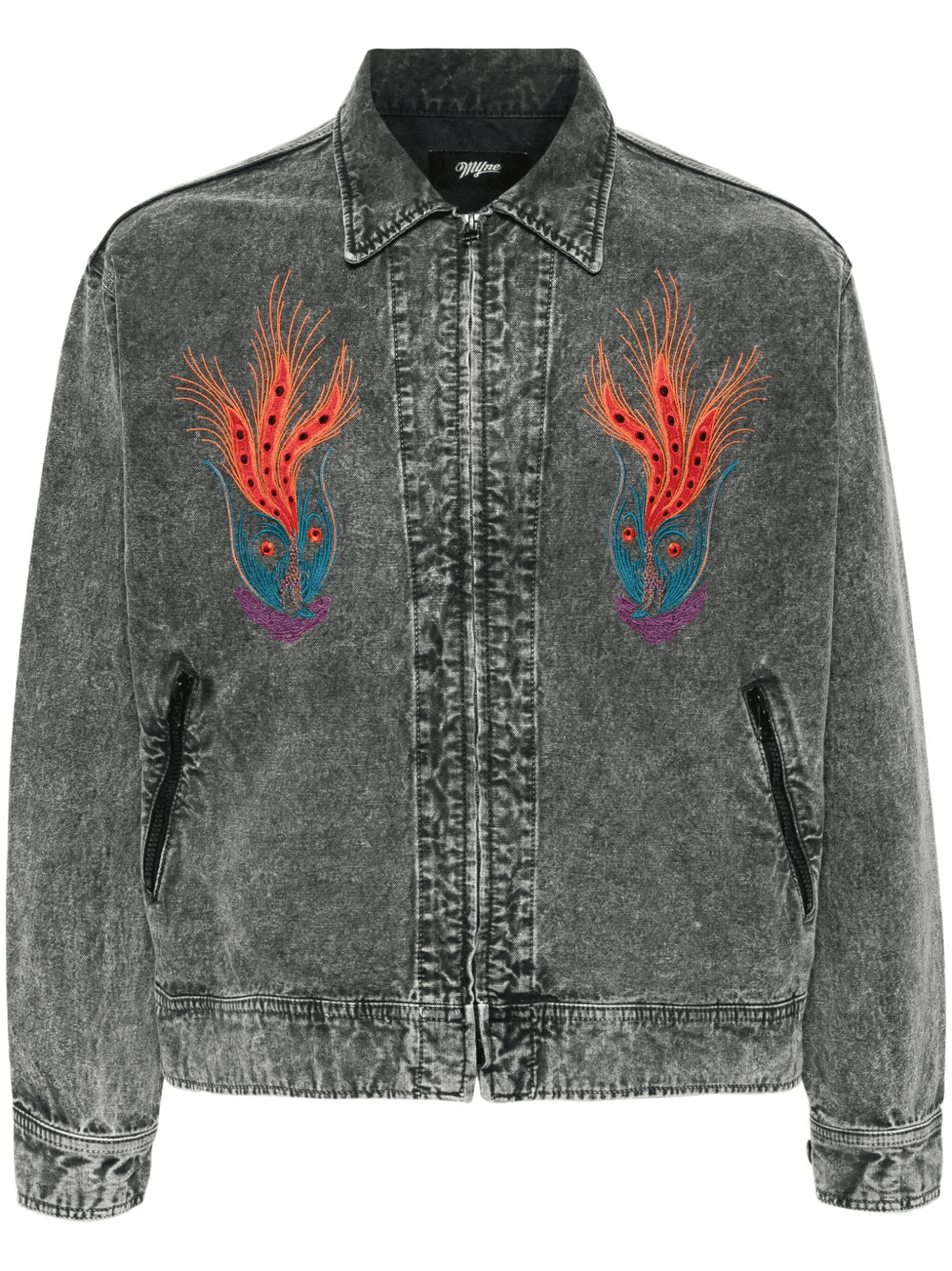 embroidered-peacock canvas jacket - Image 1