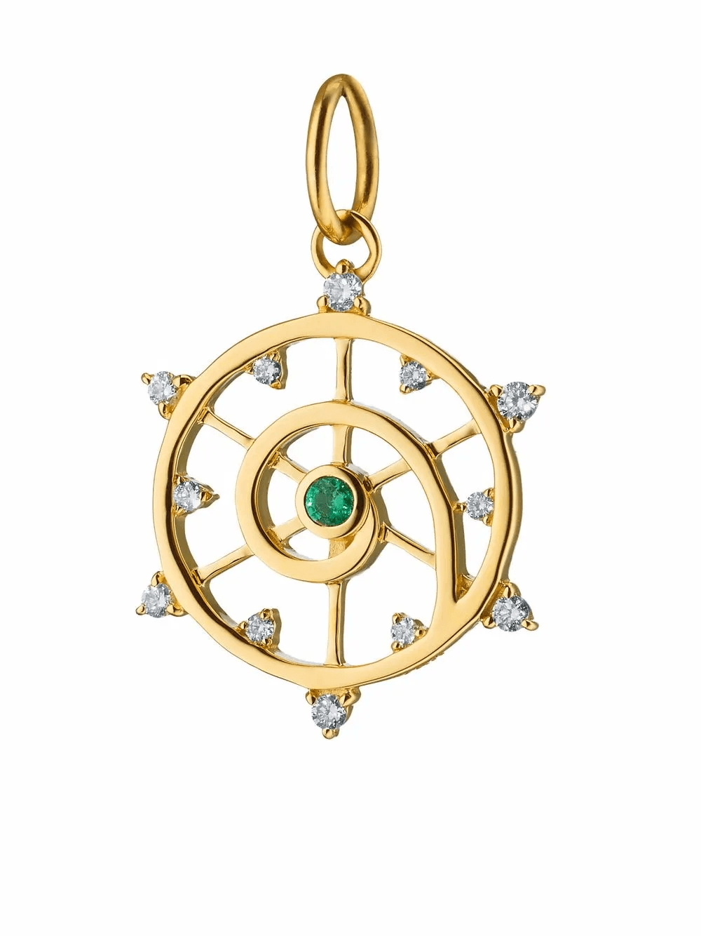 18K yellow gold Venus diamond and emerald charm - Image 1