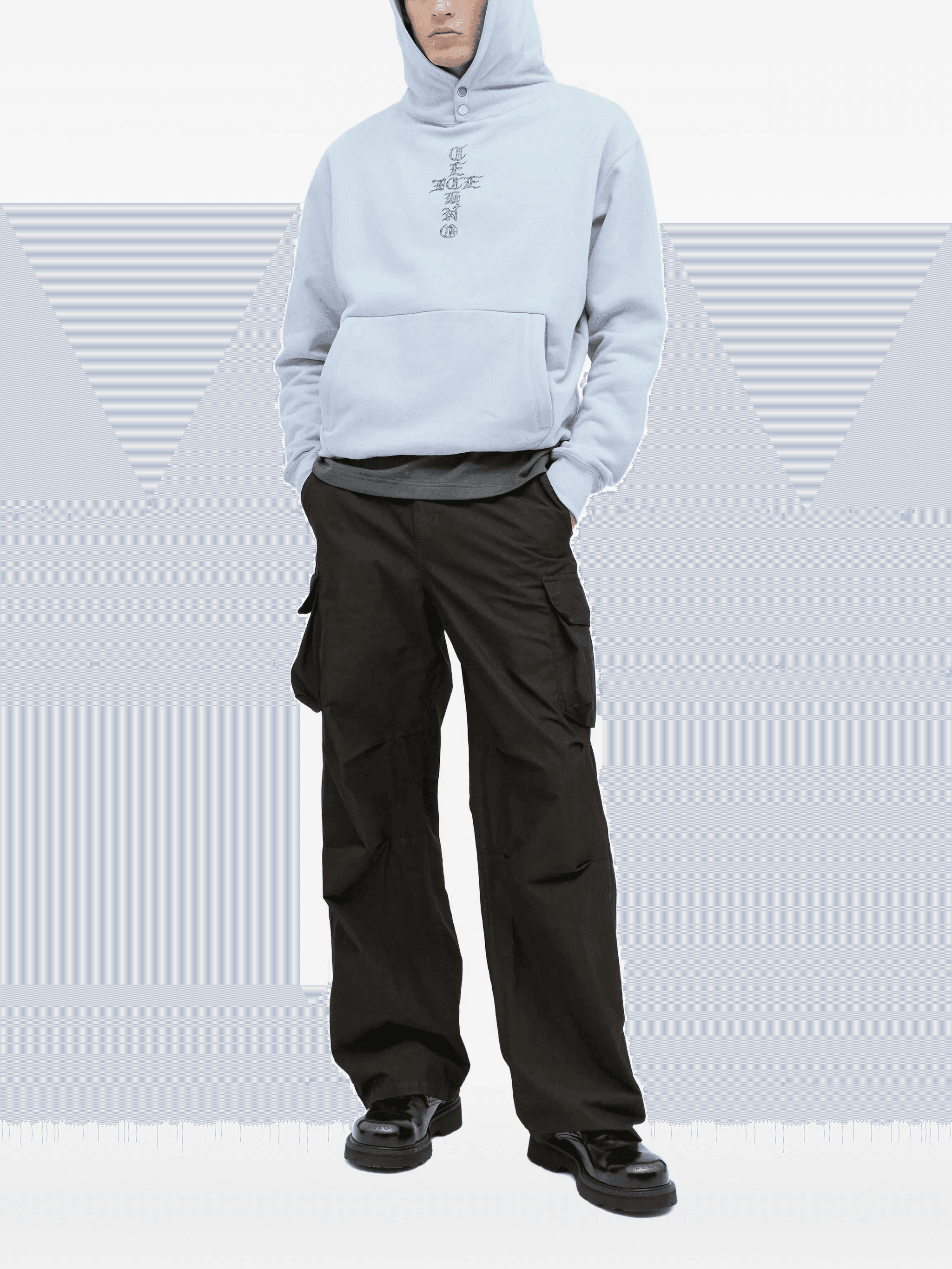 cross-print snap-fastening hoodie - Image 1