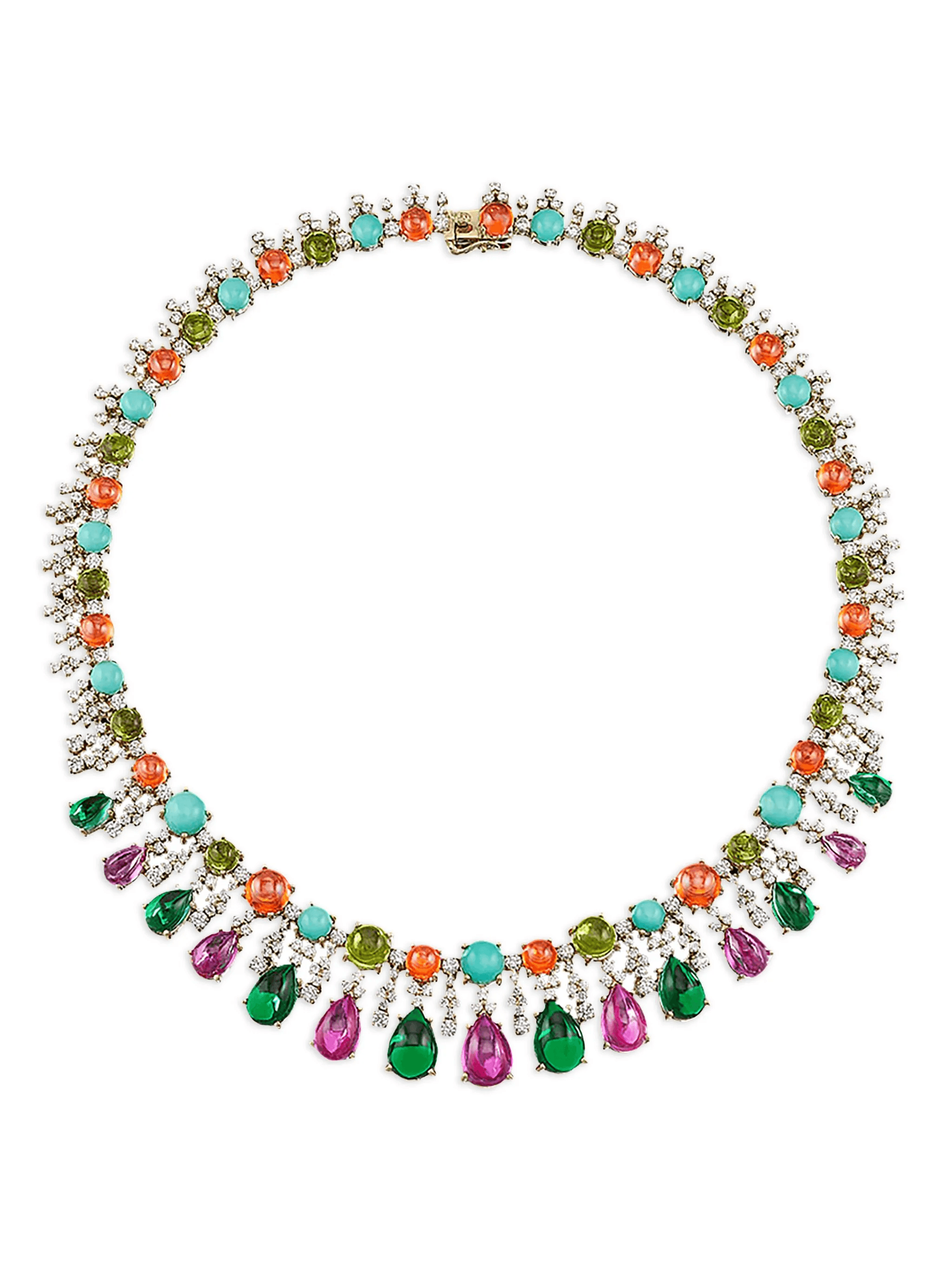 18ky yellow gold Tutti Frutti multi-stone necklace - Image 1