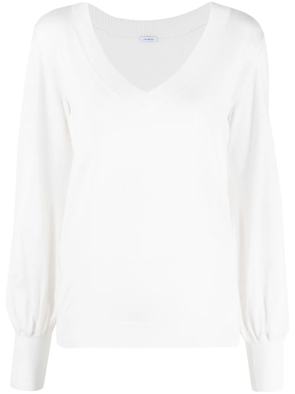 bishop-sleeve V-neck knitted top - Image 1