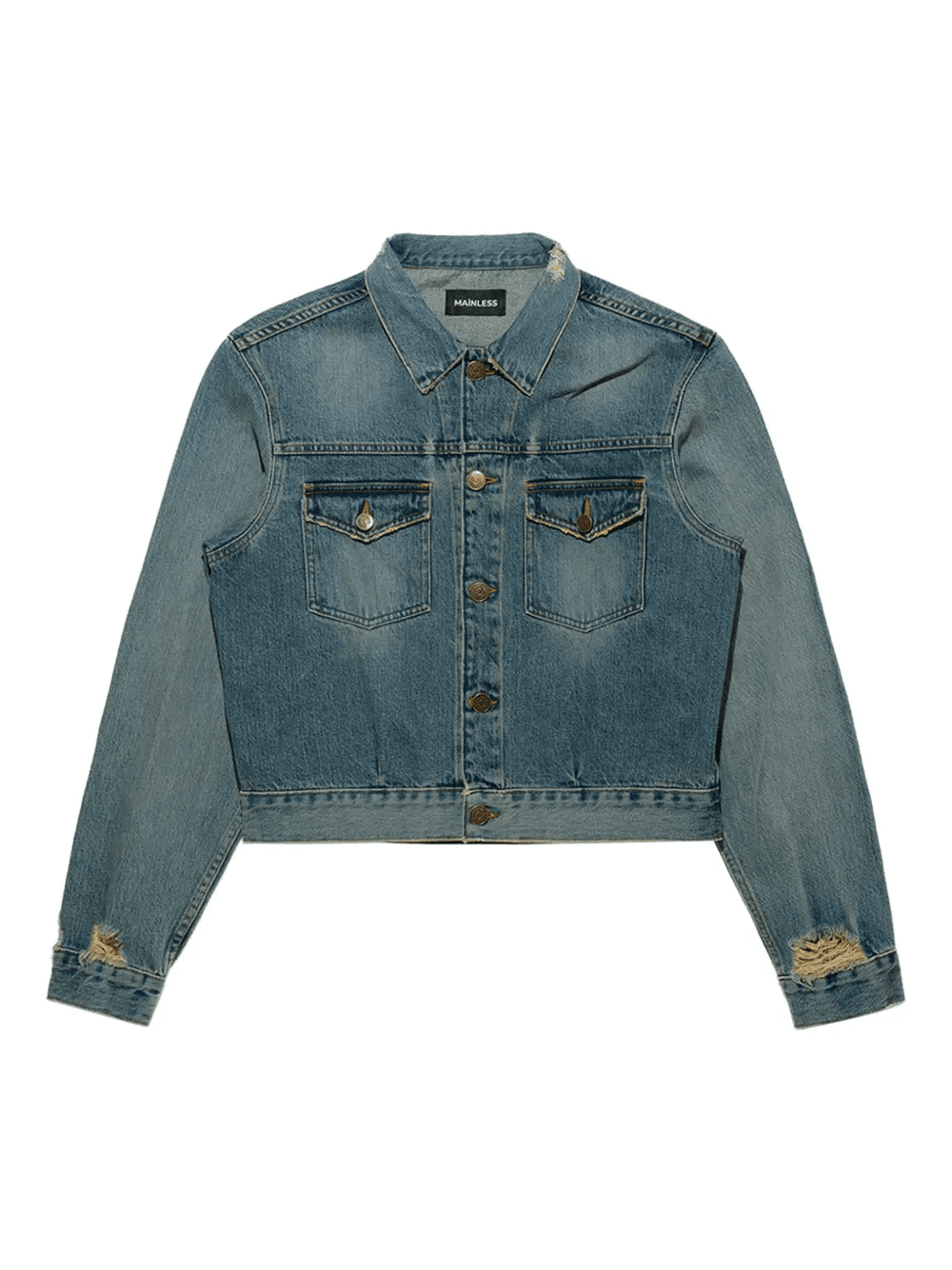 distressed denim jacket - Image 1