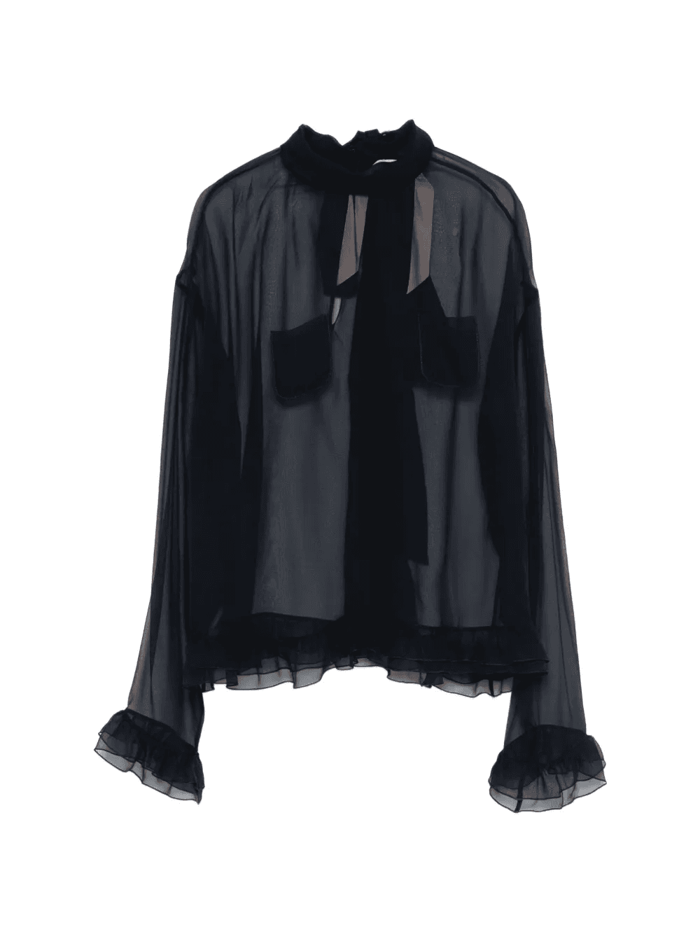 ruffled-hem pocket-detail blouse - Image 1