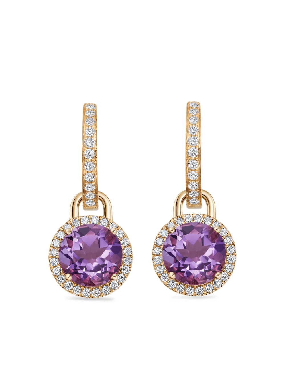 18kt yellow gold Grace Mini diamond and amethyst earrings - Image 1