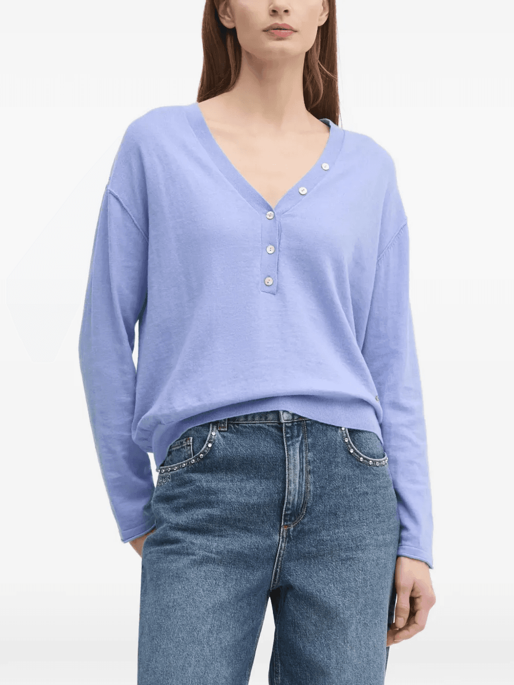 buttoned V-neck top - Image 1