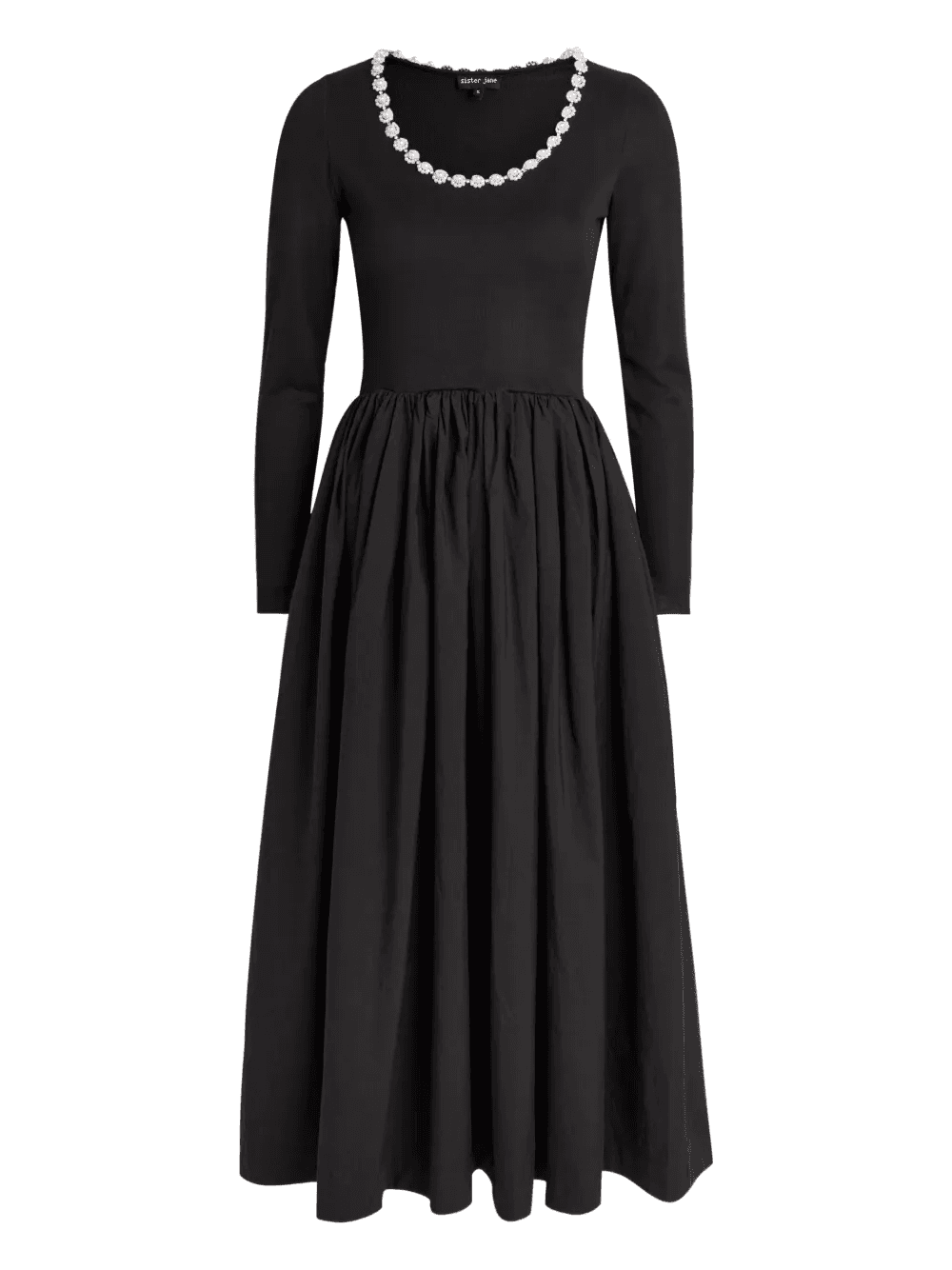 beaded long-sleeved midi dress - Image 1