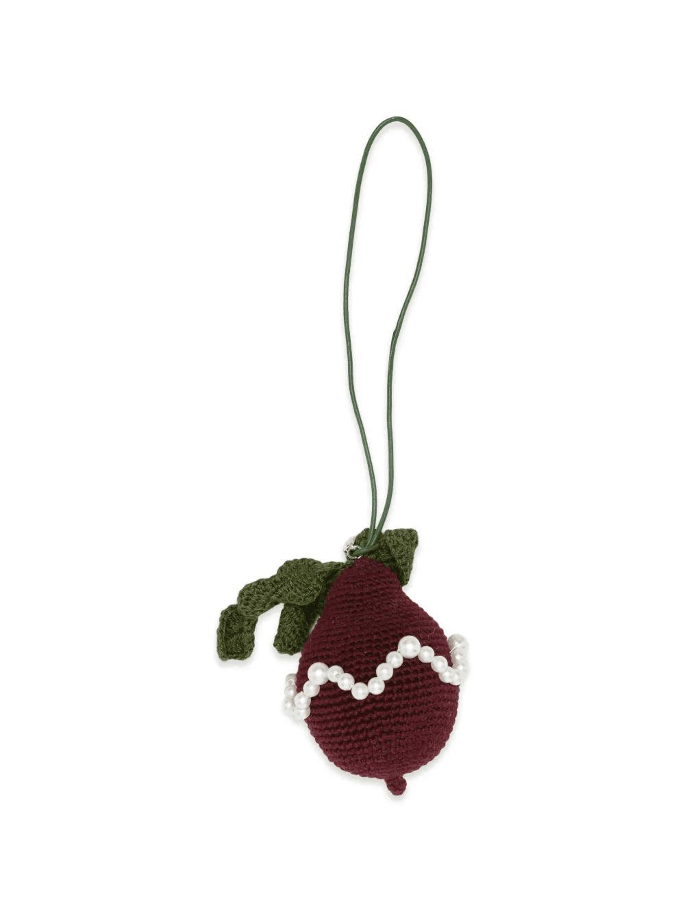 crochet beaded beet bag charm - Image 1