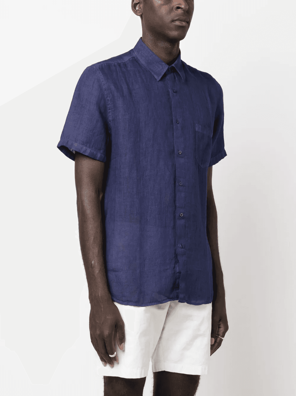 slub-texture short-sleeved linen shirt — Image 5