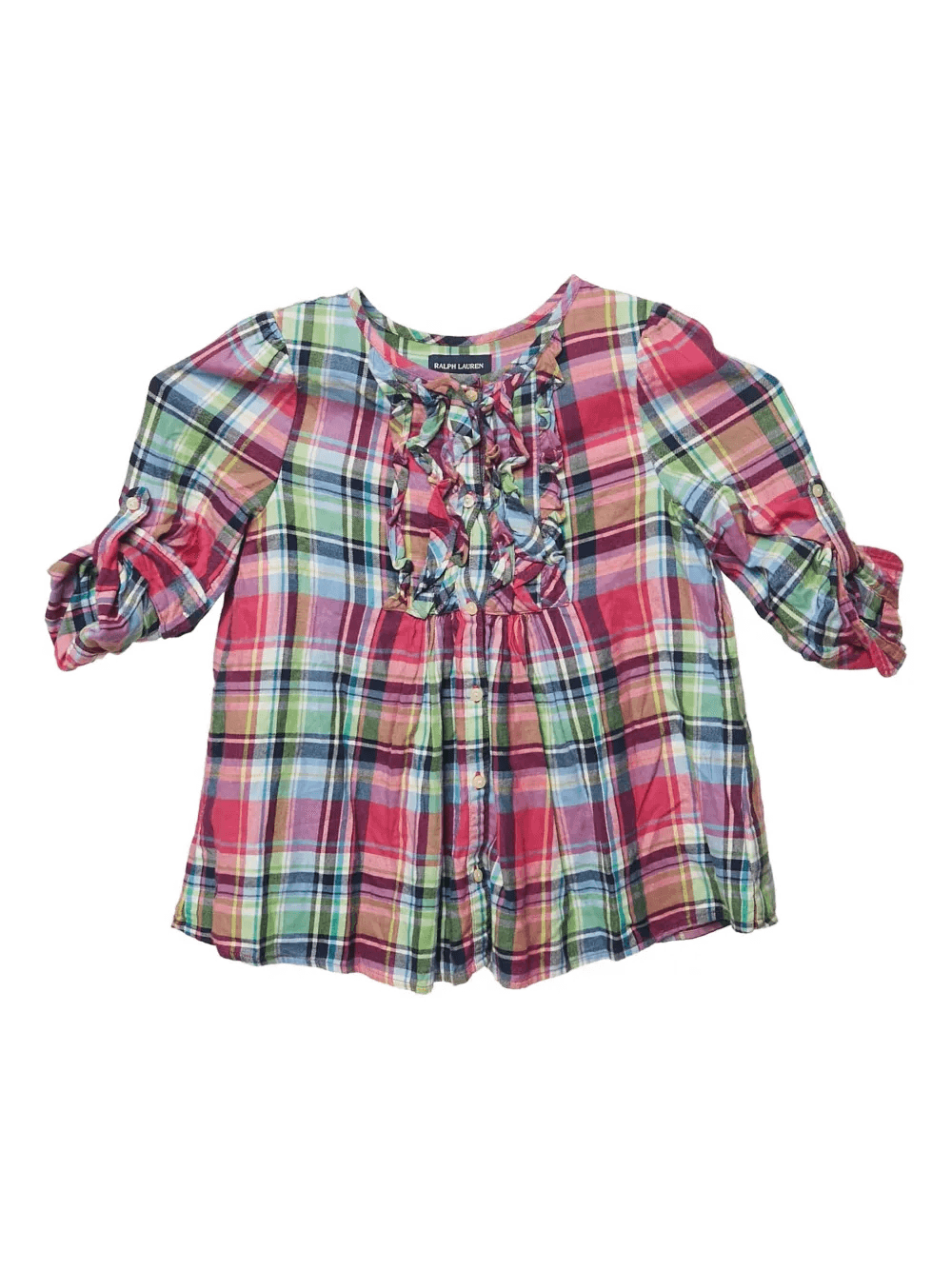 checked ruffle blouse - Image 1