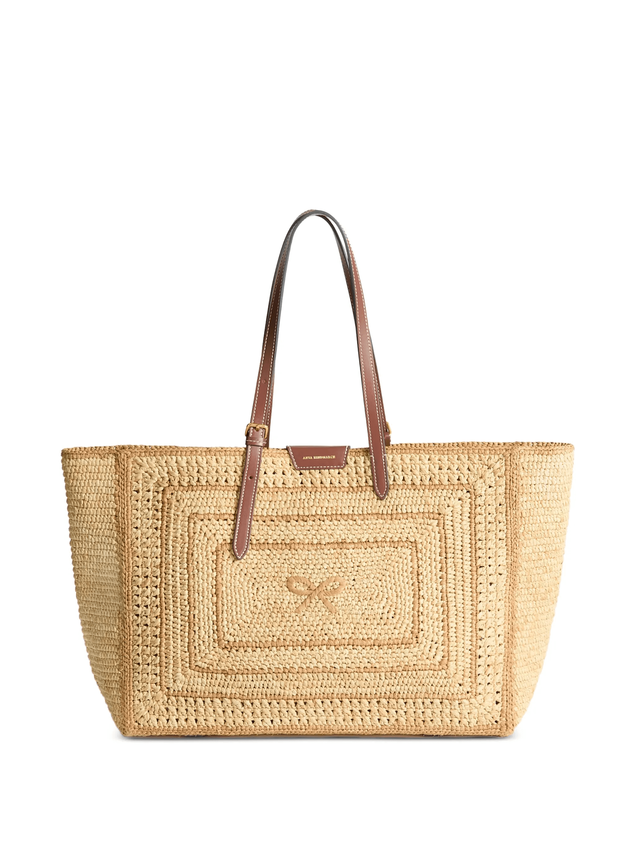 large bow-detail raffia tote bag - Image 1