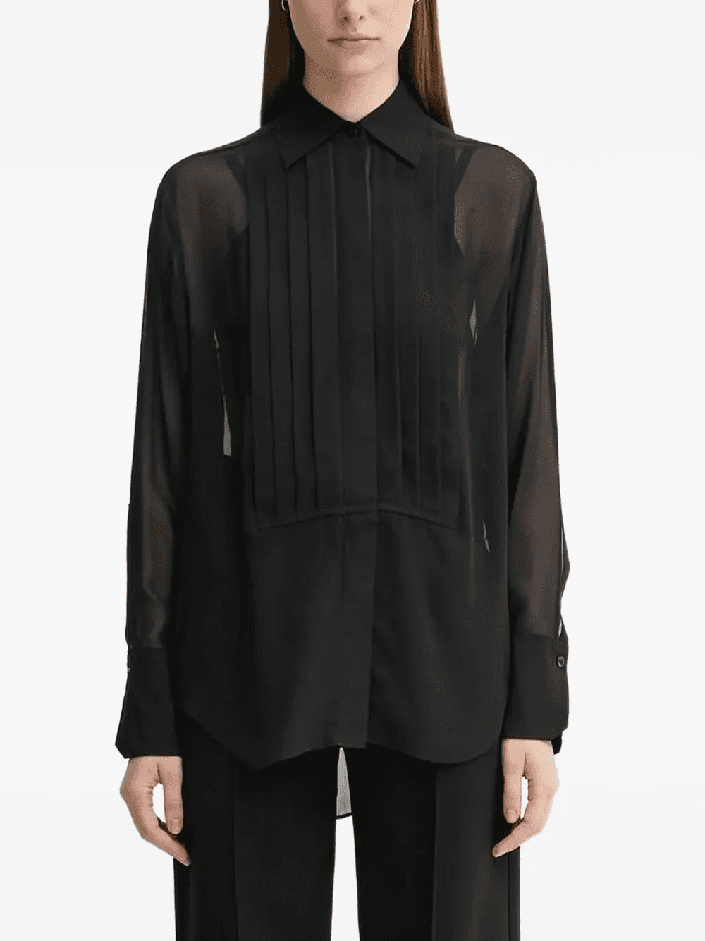 pleated sheer-effect blouse - Image 1