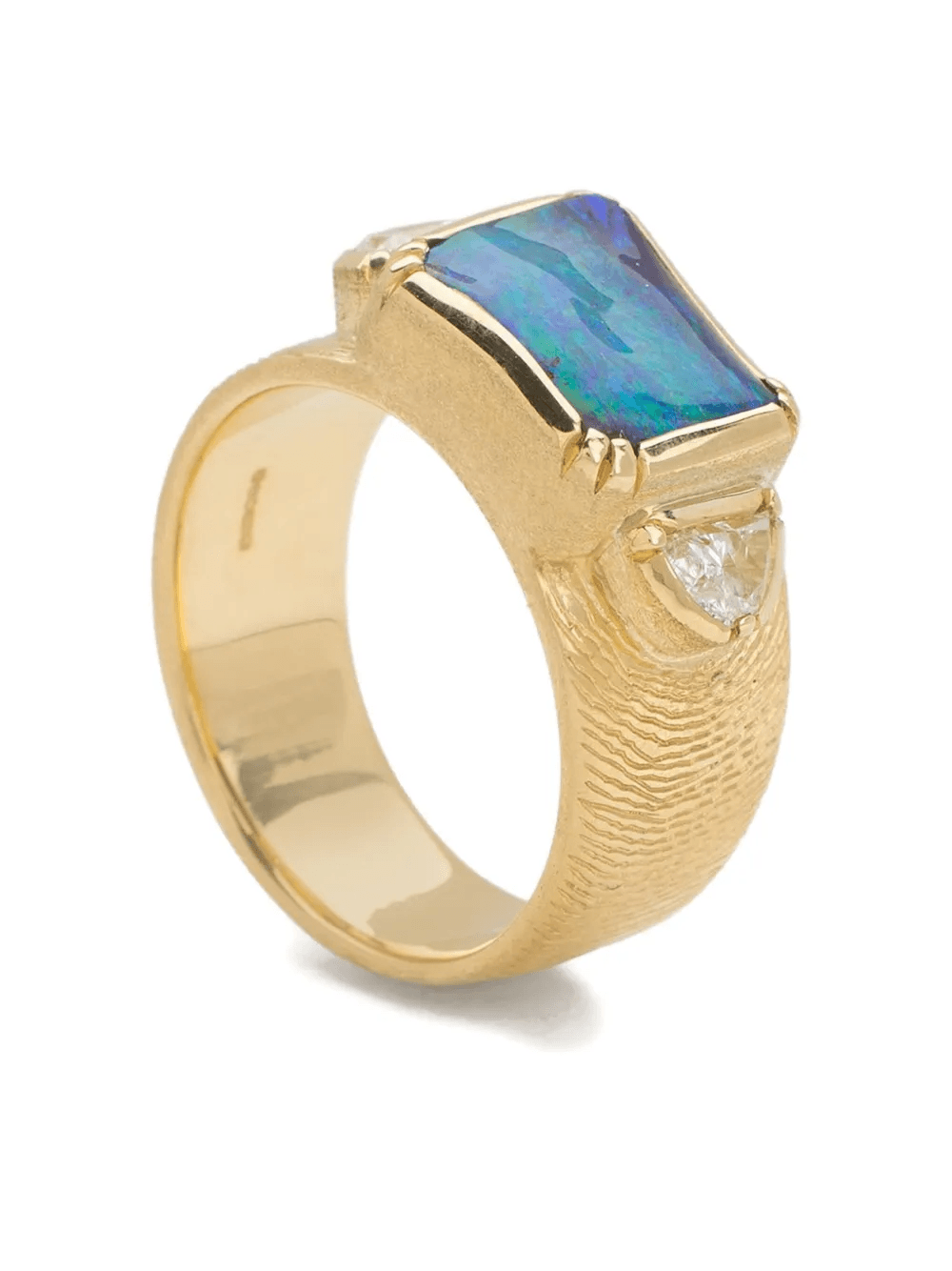 18K yellow gold Opal Diamond ring - Image 1