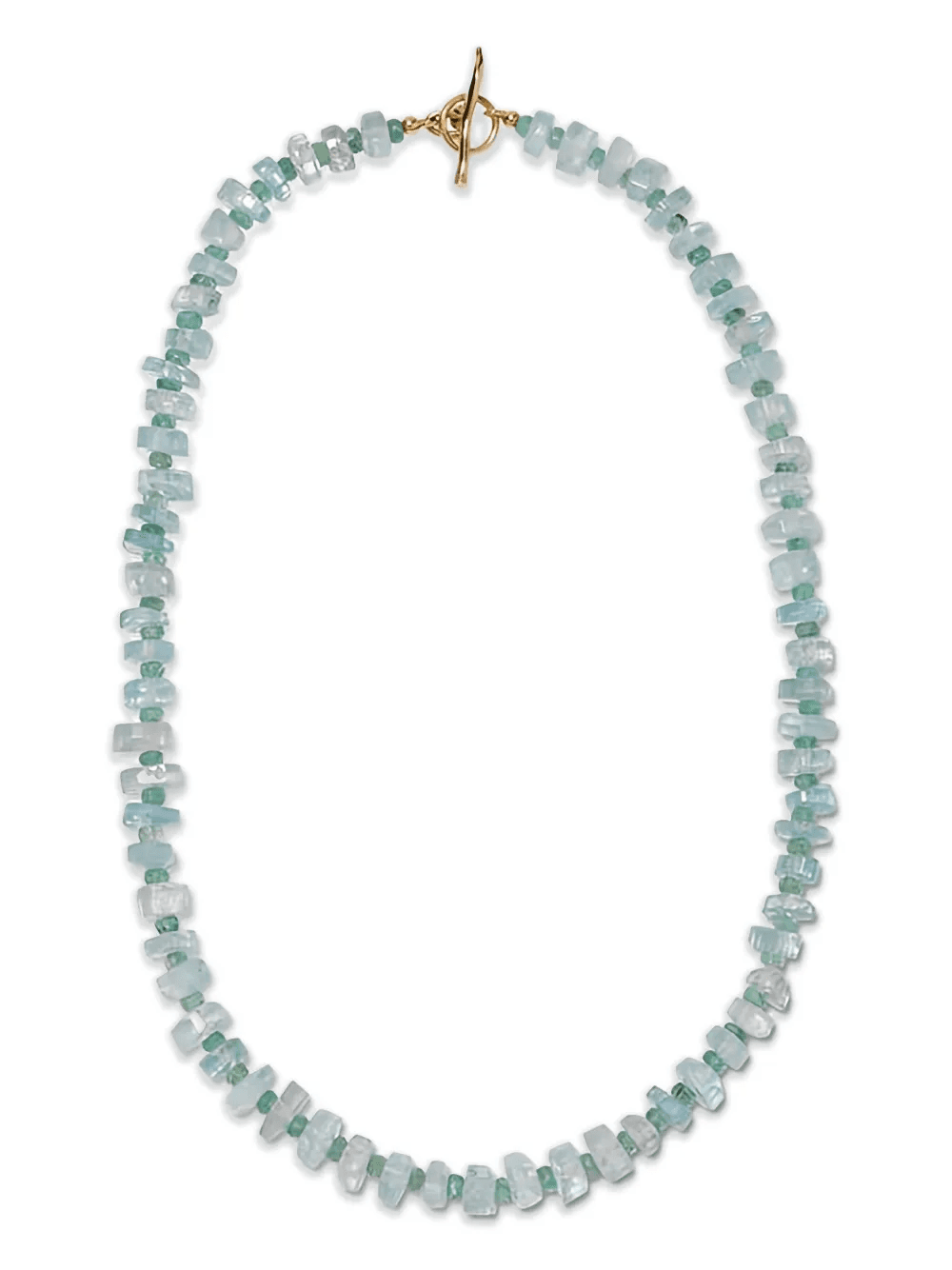 14kt yellow gold beaded Aquamarine necklace - Image 1