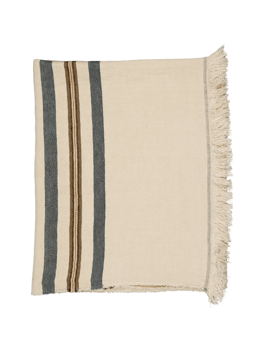 stripes fringed-detail linen towel - Image 1
