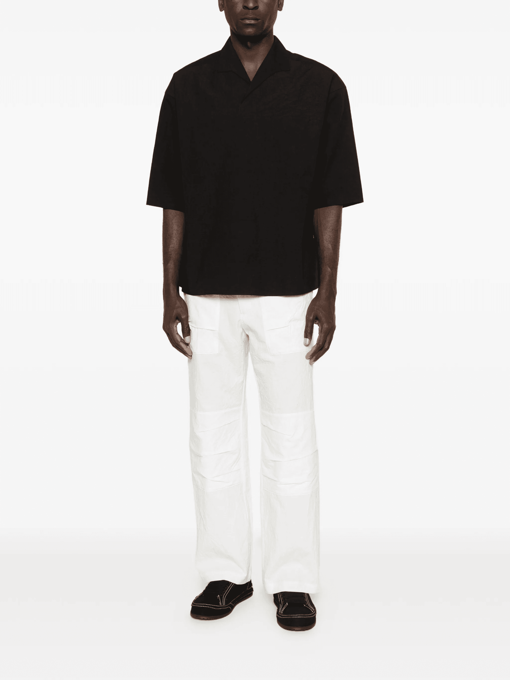 camp-collar layered T-shirt - Image 1