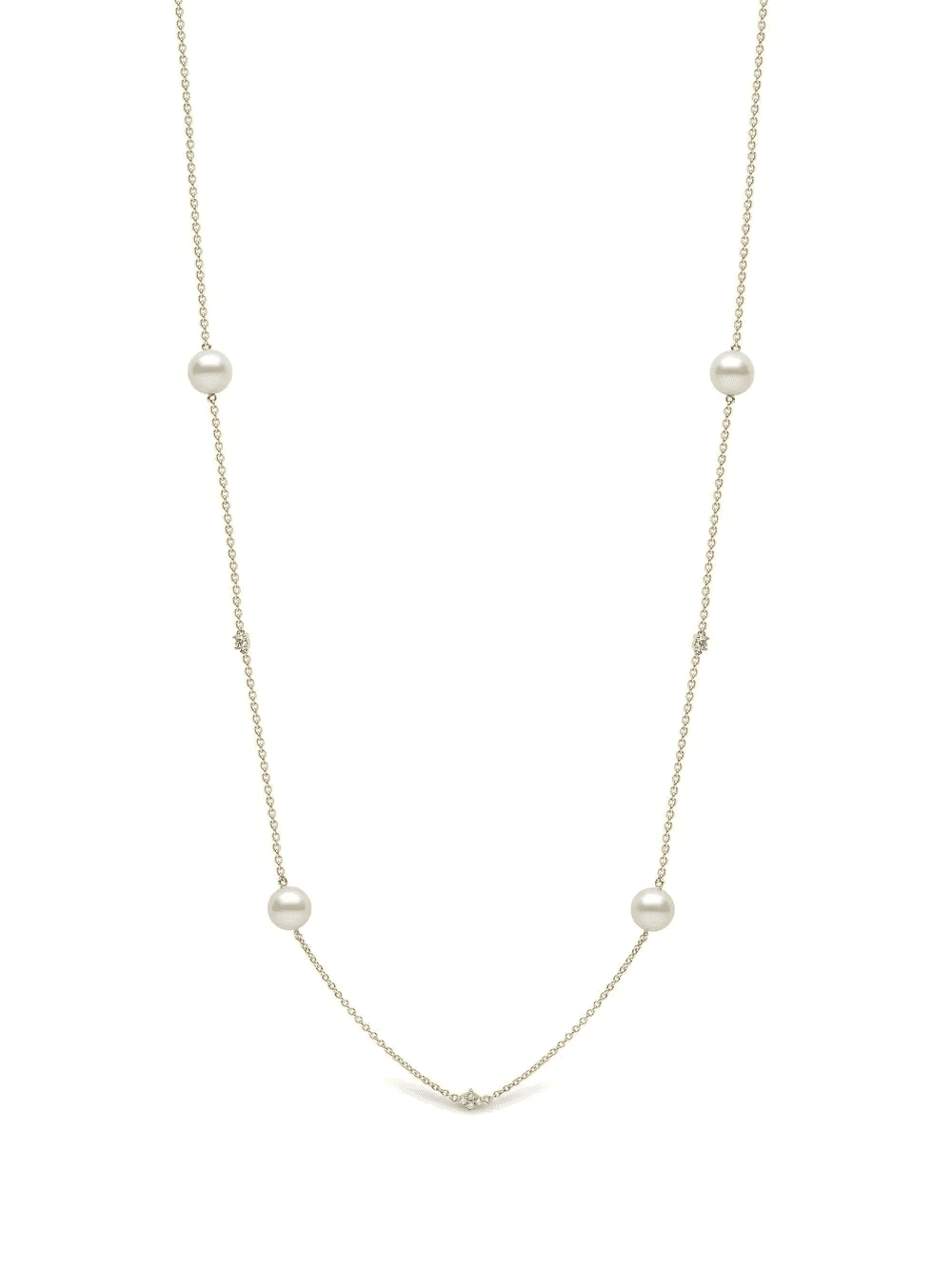 18kt yellow gold Akoya pearl and diamond necklace - Image 1