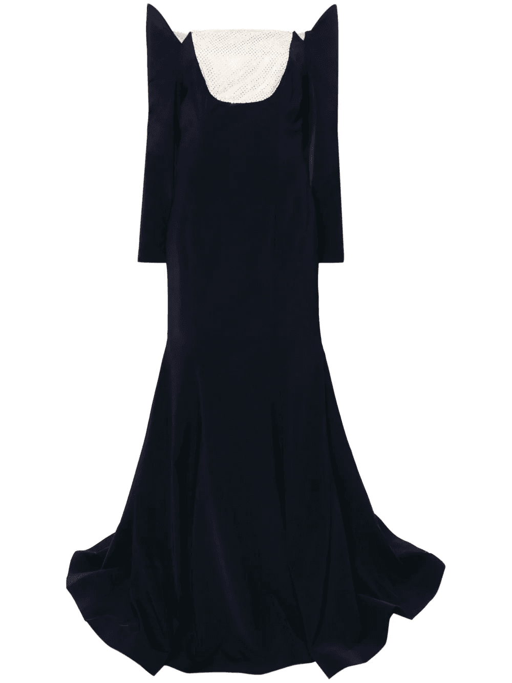 off-shoulder satin fishtail gown - Image 1