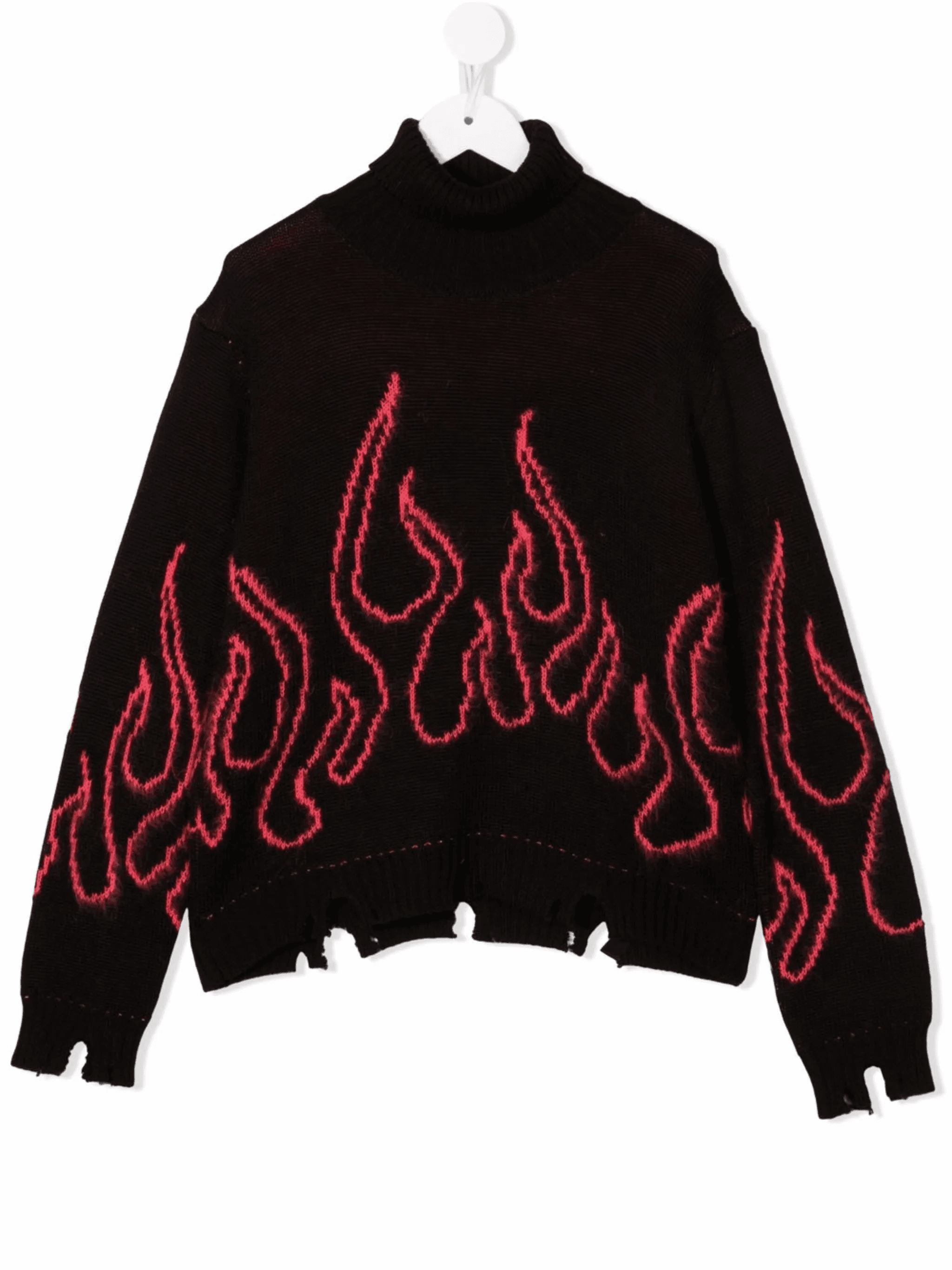 intarsia-flame distressed knit jumper - Image 1