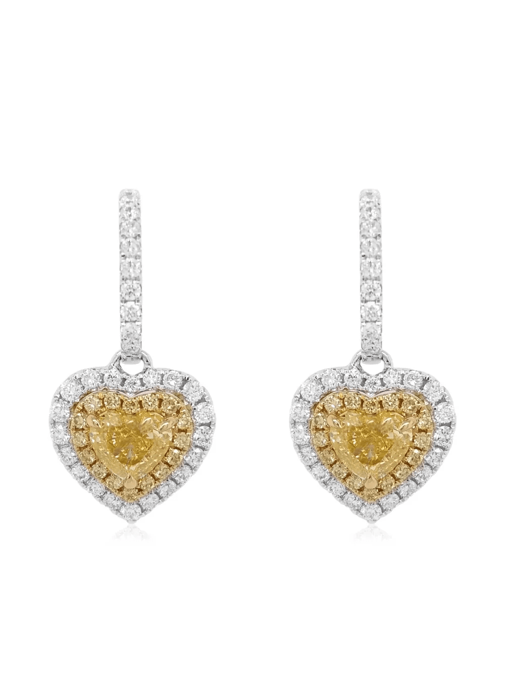 18K yellow and white gold Heart diamond earrings - Image 1