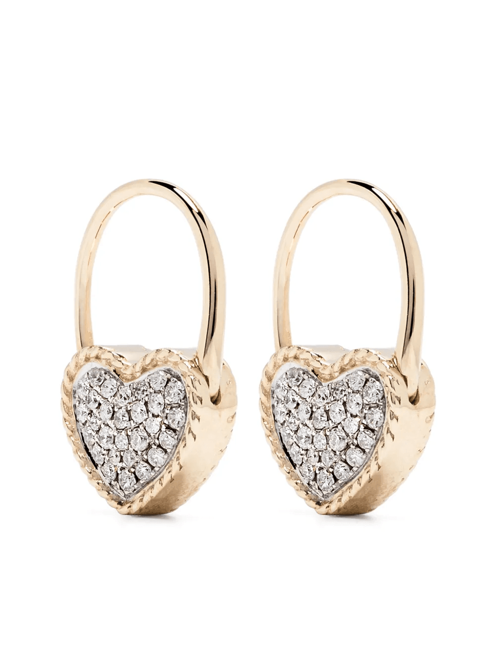 9kt yellow gold Creole Cadenas Coeur diamond earring - Image 1