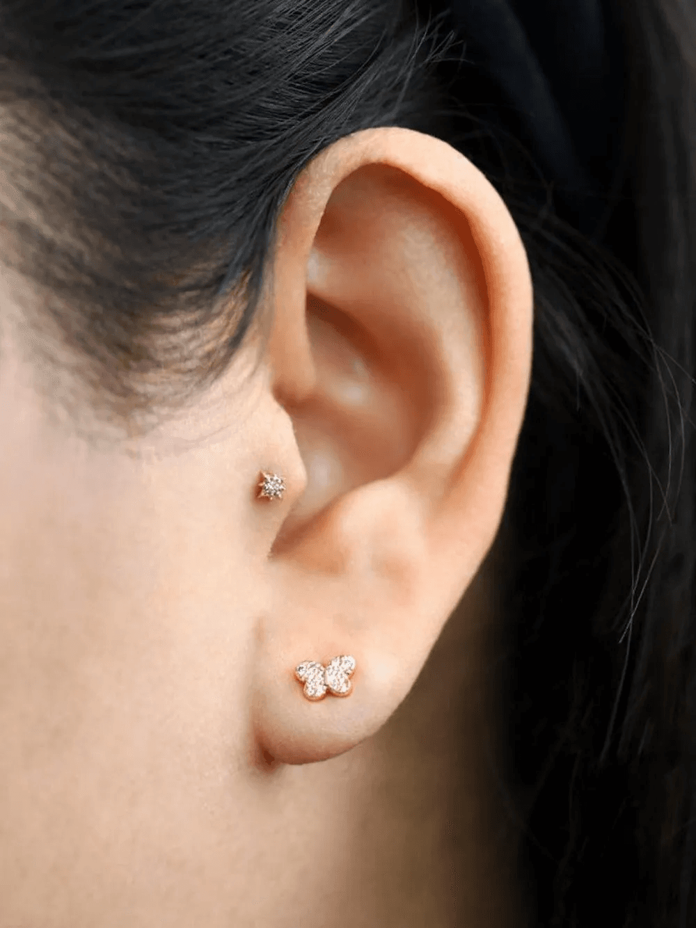 14K yellow gold Love Letter diamond earrings - Image 1