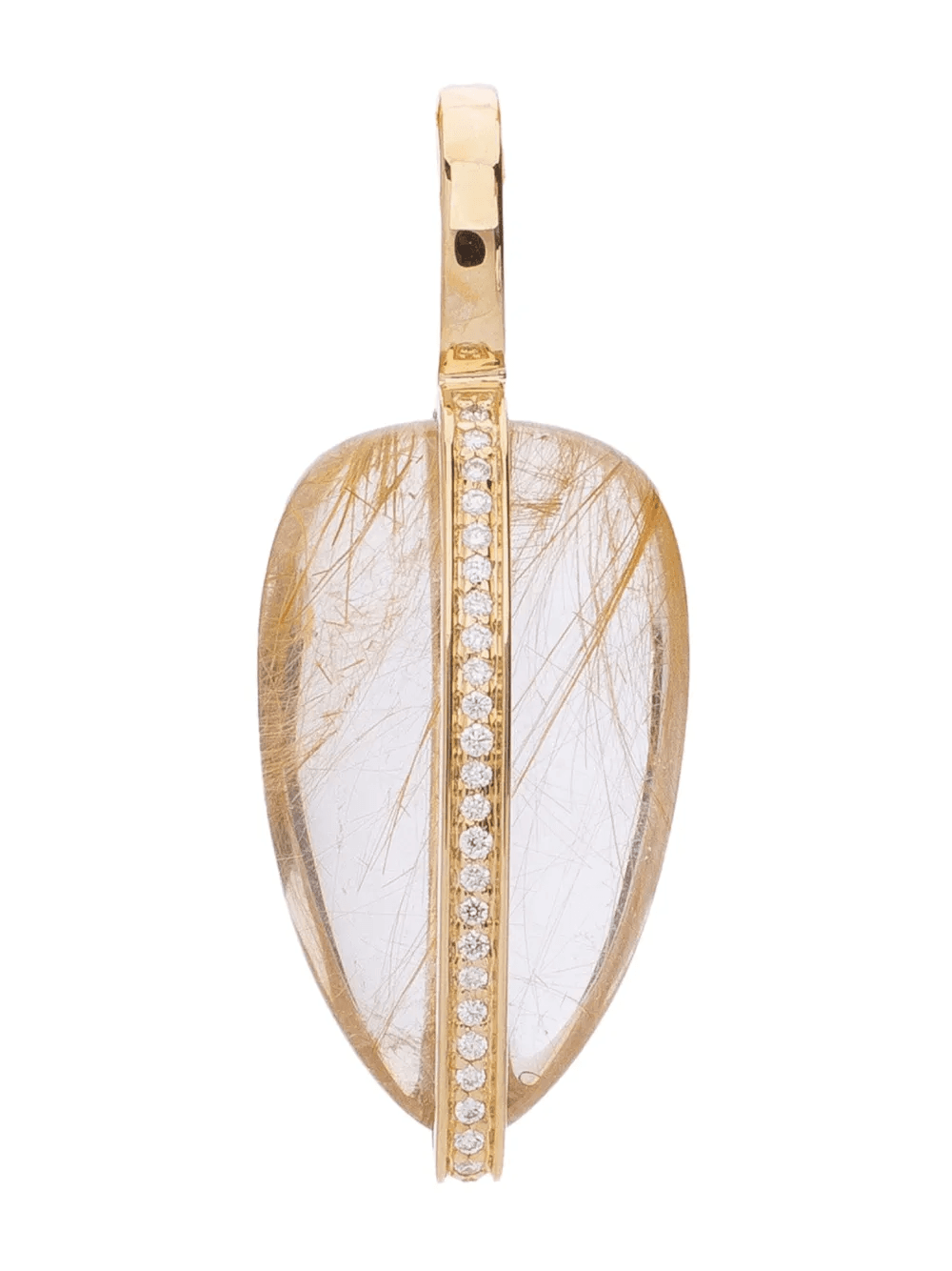 14k yellow gold quartz and diamond pendant - Image 1