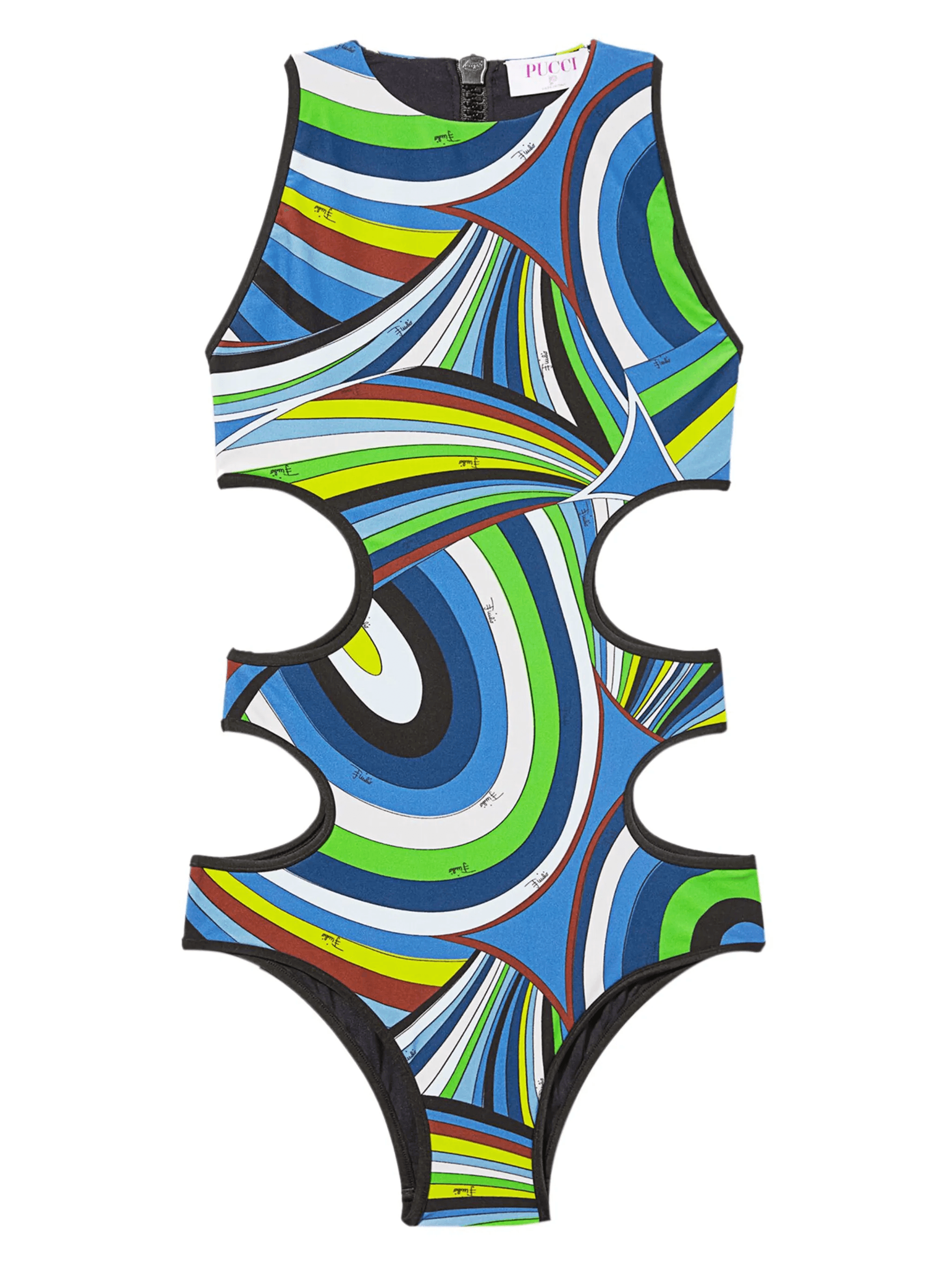 wave-print cut-out detailing swimsuit - Image 1