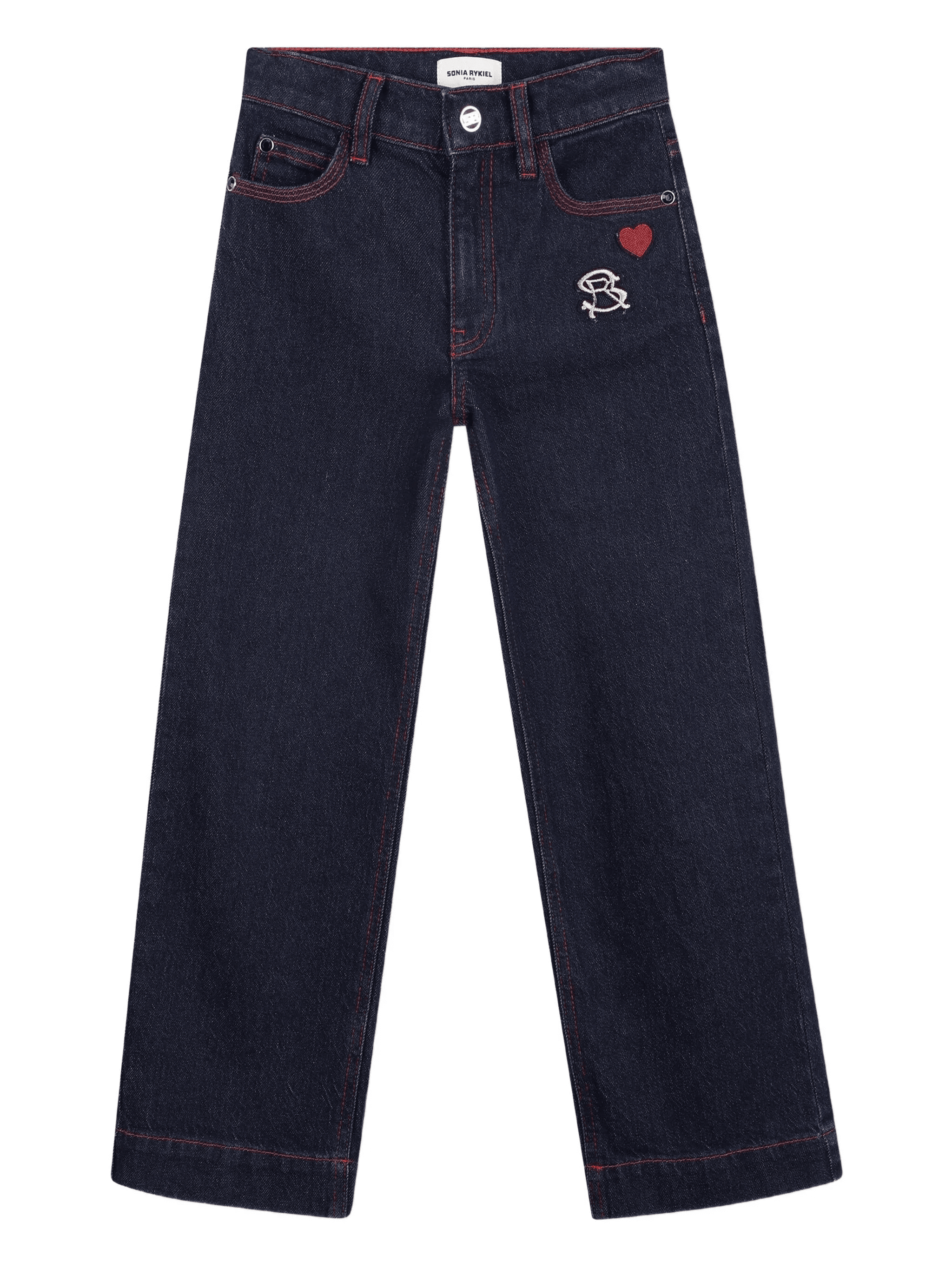 heart-embroidered jeans - Image 1